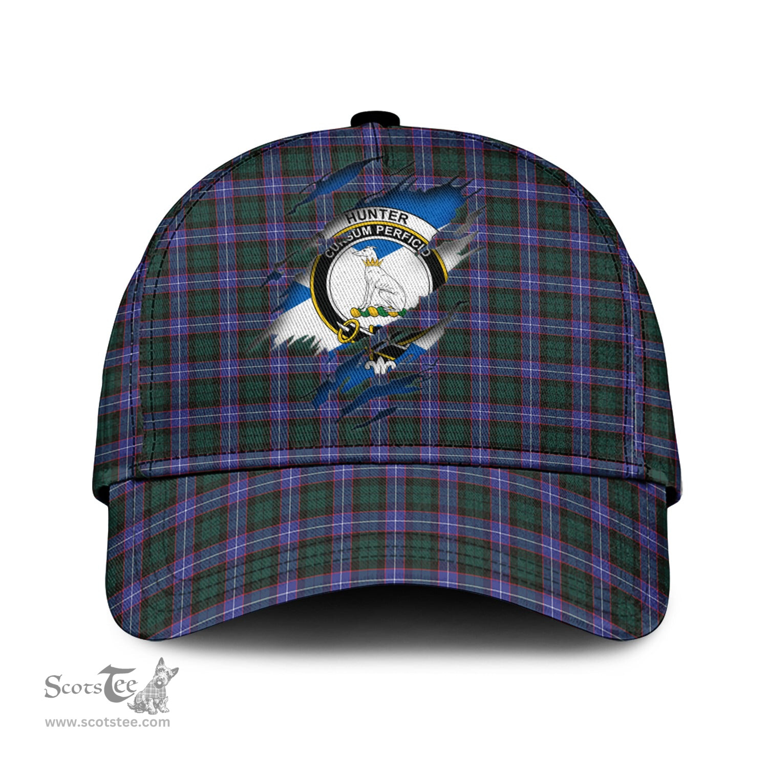 Scottish Hunter Modern Family Crest In Me Style Tartan Cap ScotsTee Shop - Tartan Plaid - scotstee.com