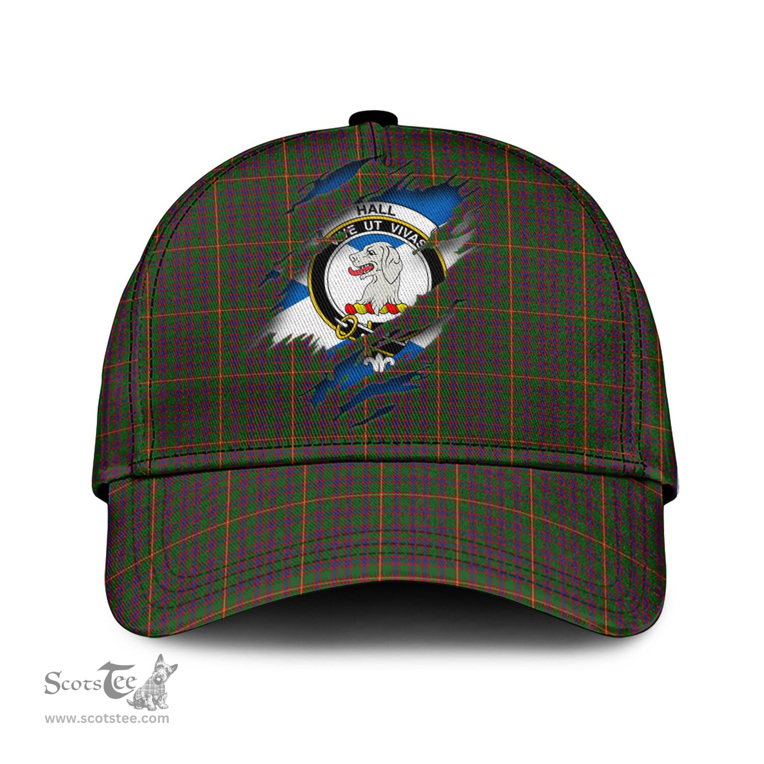 Scottish Hall Family Crest In Me Style Tartan Cap ScotsTee Shop - Tartan Plaid - scotstee.com