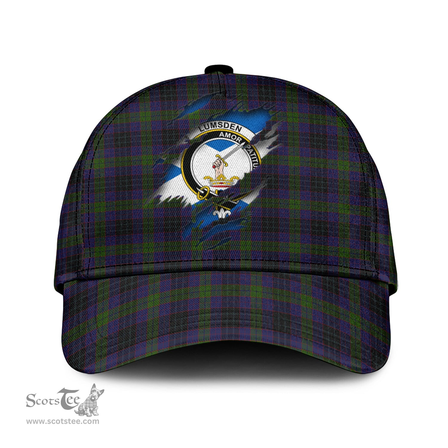 Scottish Lumsden Hunting Family Crest In Me Style Tartan Cap ScotsTee Shop - Tartan Plaid - scotstee.com