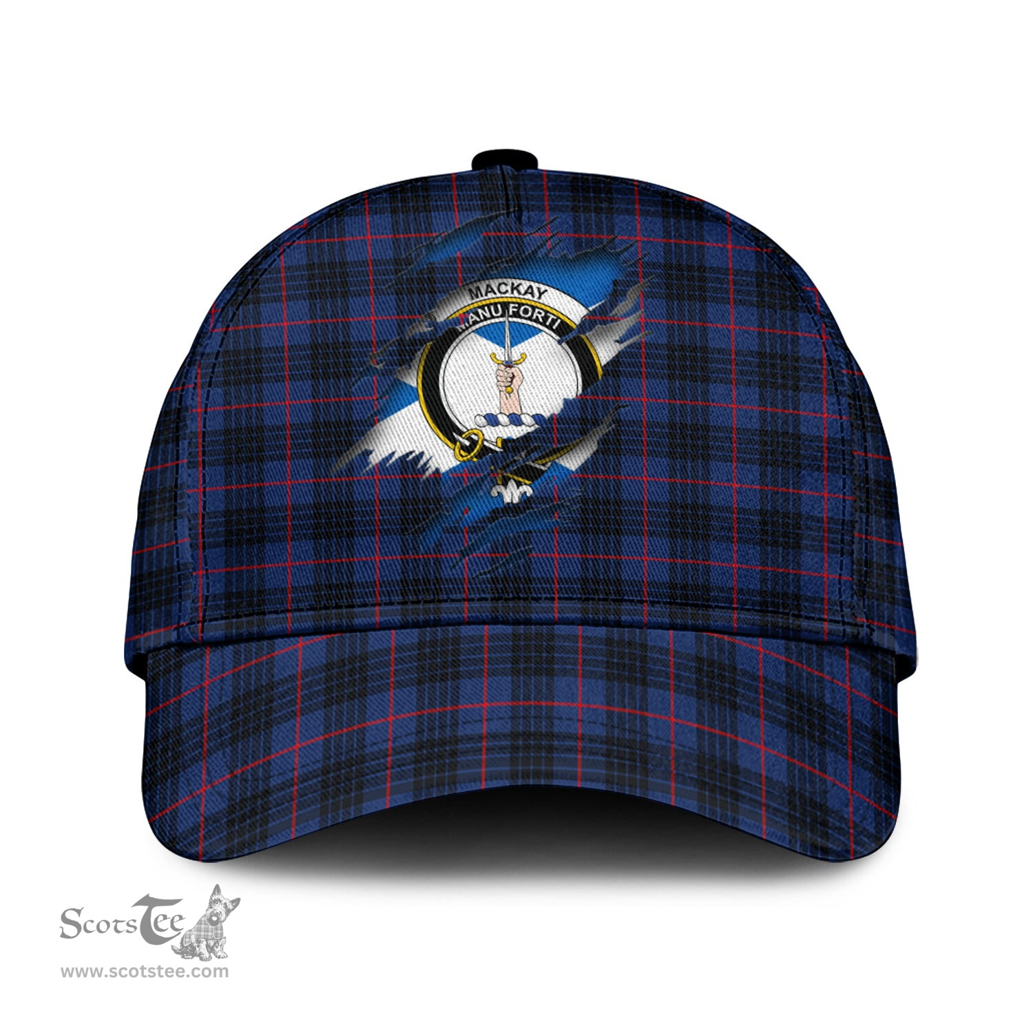 Scottish MacKay Blue Modern Family Crest In Me Style Tartan Cap ScotsTee Shop - Tartan Plaid - scotstee.com