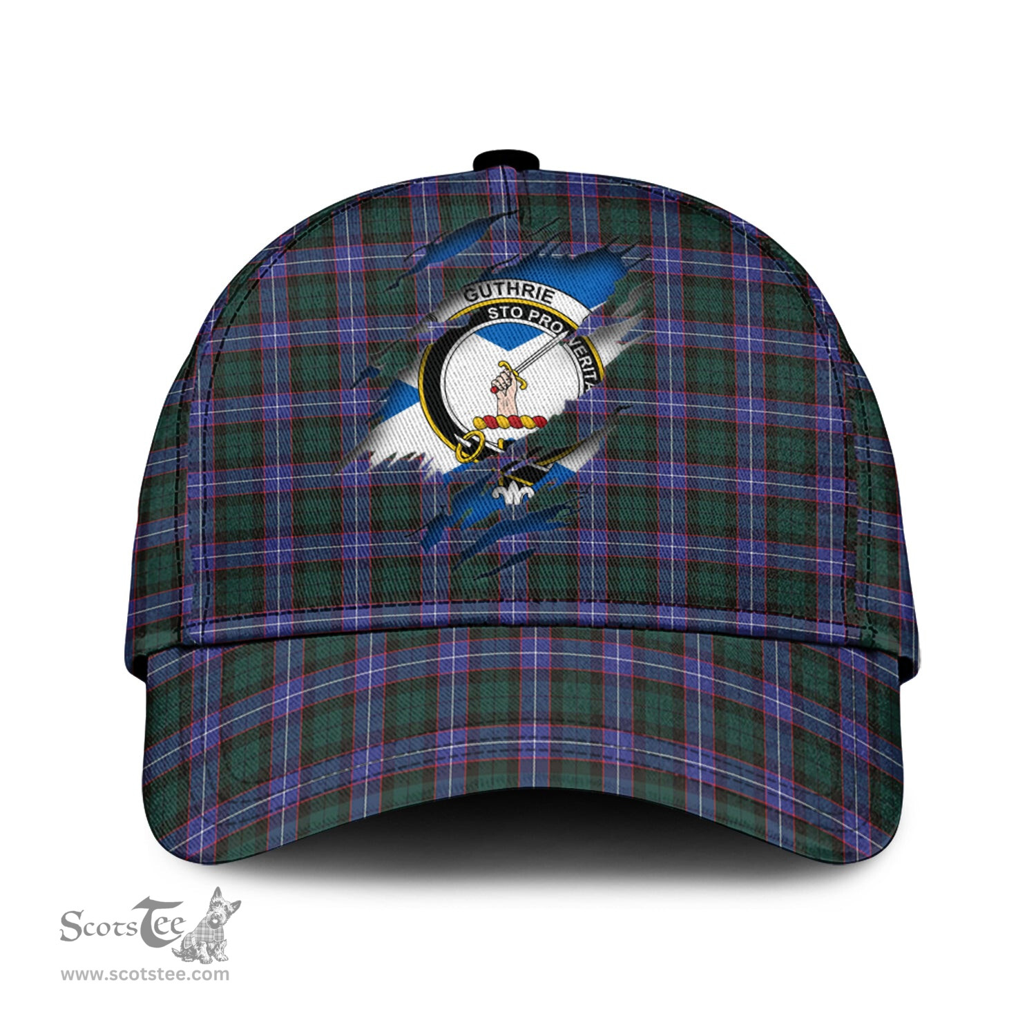 Scottish Guthrie Modern Family Crest In Me Style Tartan Cap ScotsTee Shop - Tartan Plaid - scotstee.com