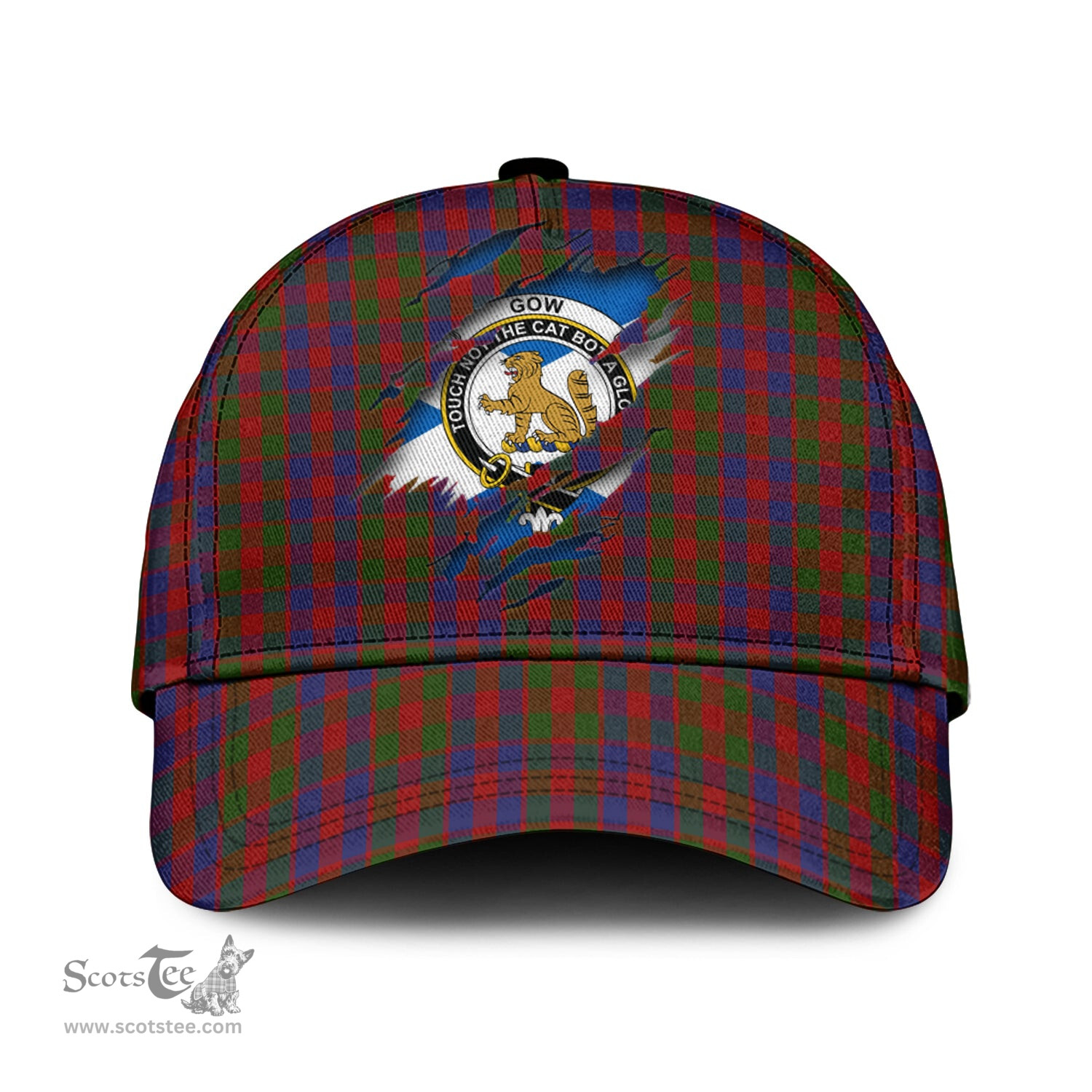 Scottish Gow Family Crest In Me Style Tartan Cap ScotsTee Shop - Tartan Plaid - scotstee.com