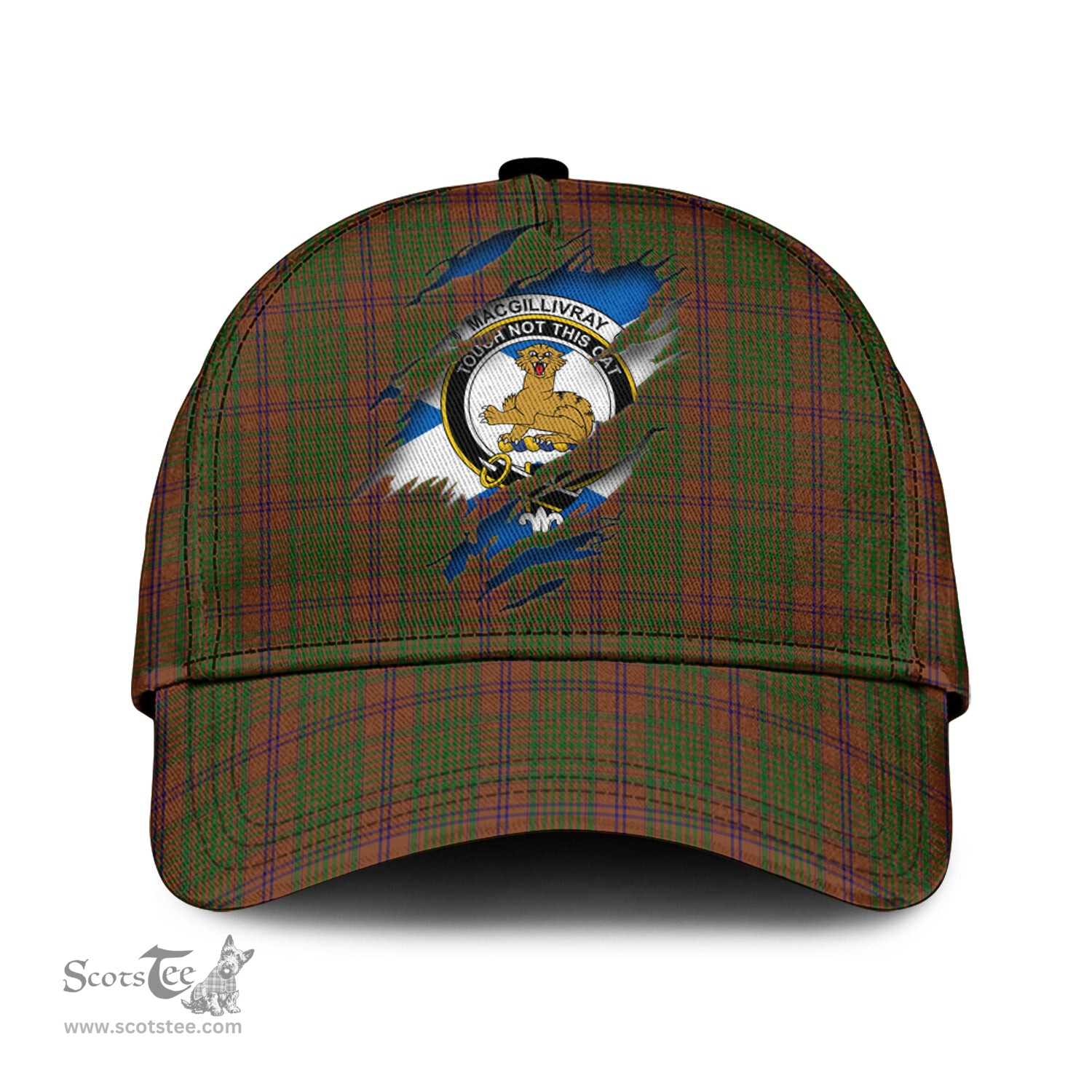 Scottish MacGillivray Hunting Family Crest In Me Style Tartan Cap ScotsTee Shop - Tartan Plaid - scotstee.com