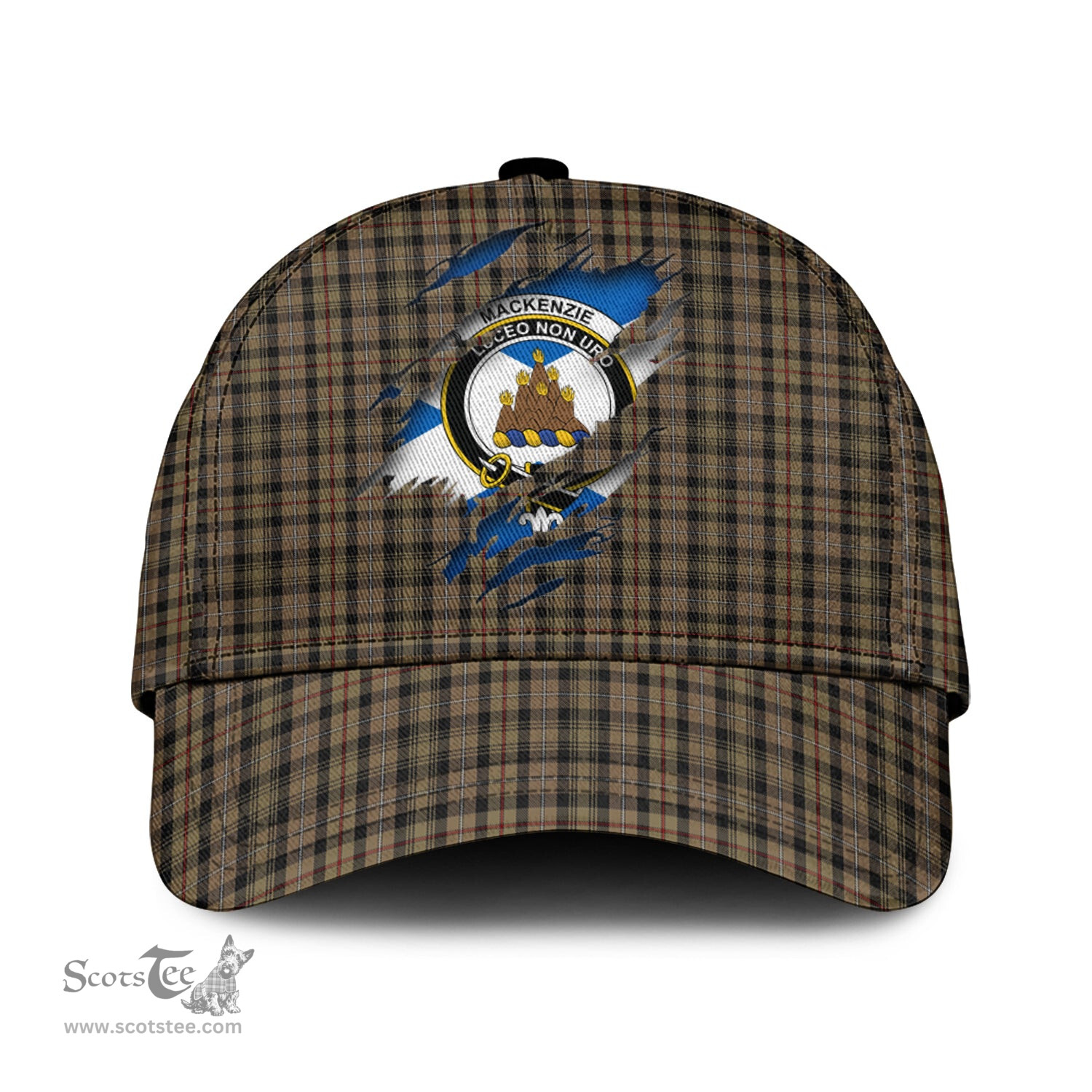 Scottish MacKenzie Hunting Family Crest In Me Style Tartan Cap ScotsTee Shop - Tartan Plaid - scotstee.com
