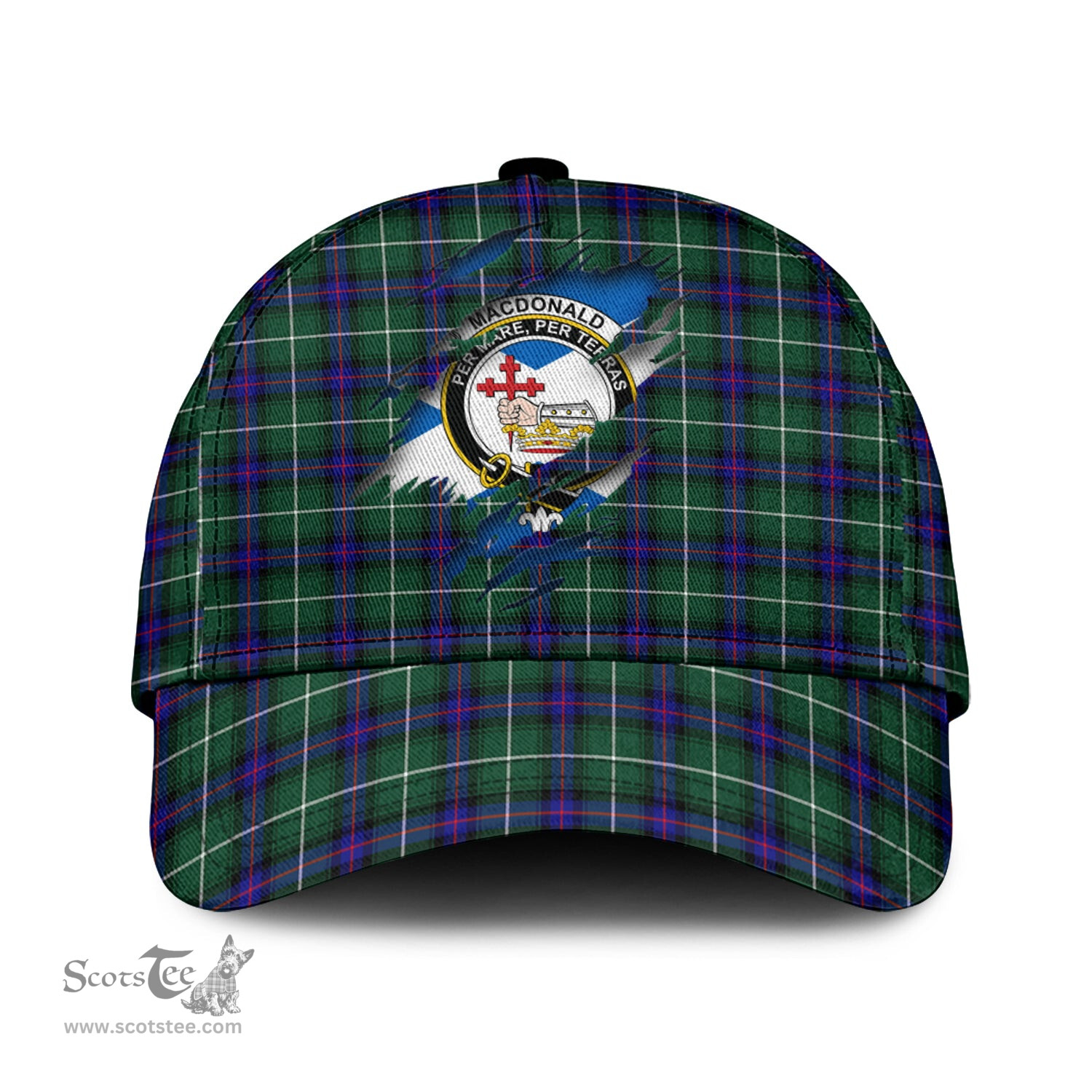 Scottish MacDonald of the Isles Hunting Modern Family Crest In Me Style Tartan Cap ScotsTee Shop - Tartan Plaid - scotstee.com