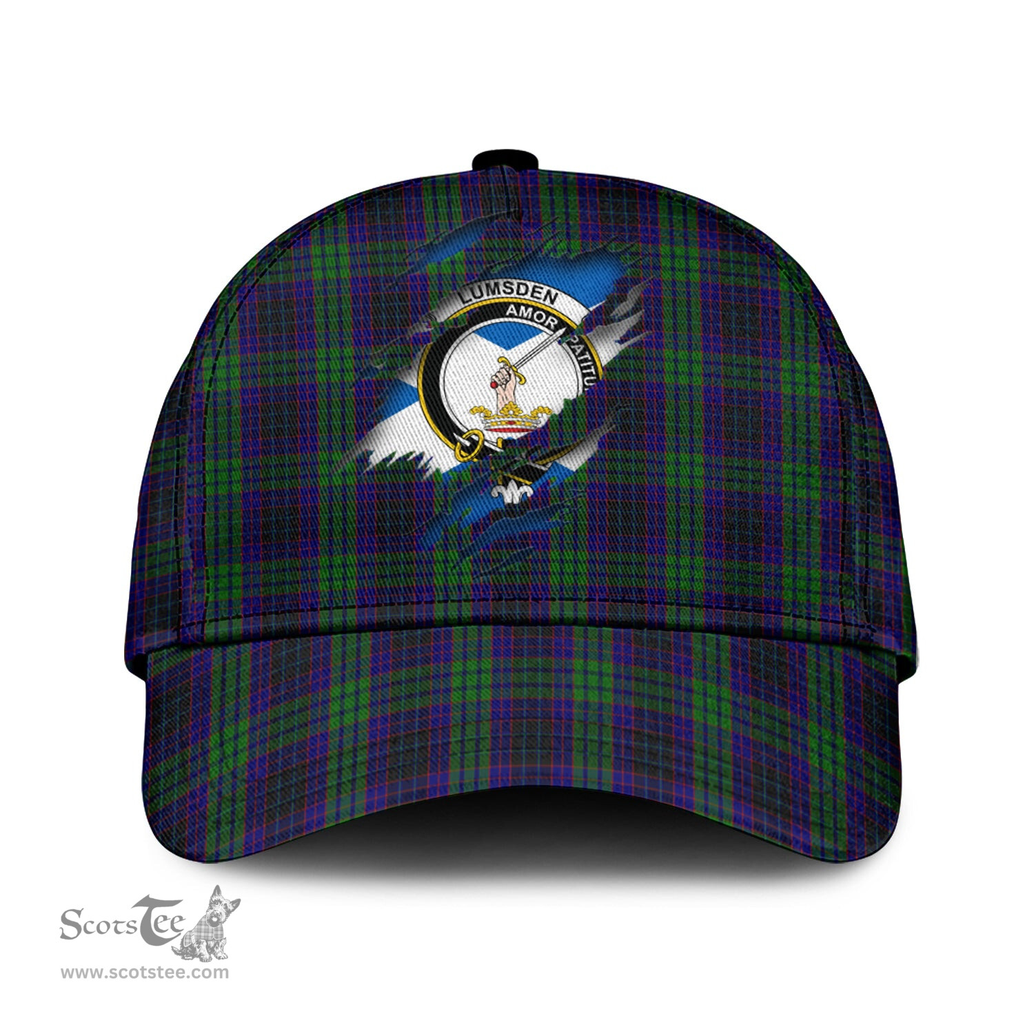 Scottish Lumsden Green Family Crest In Me Style Tartan Cap ScotsTee Shop - Tartan Plaid - scotstee.com