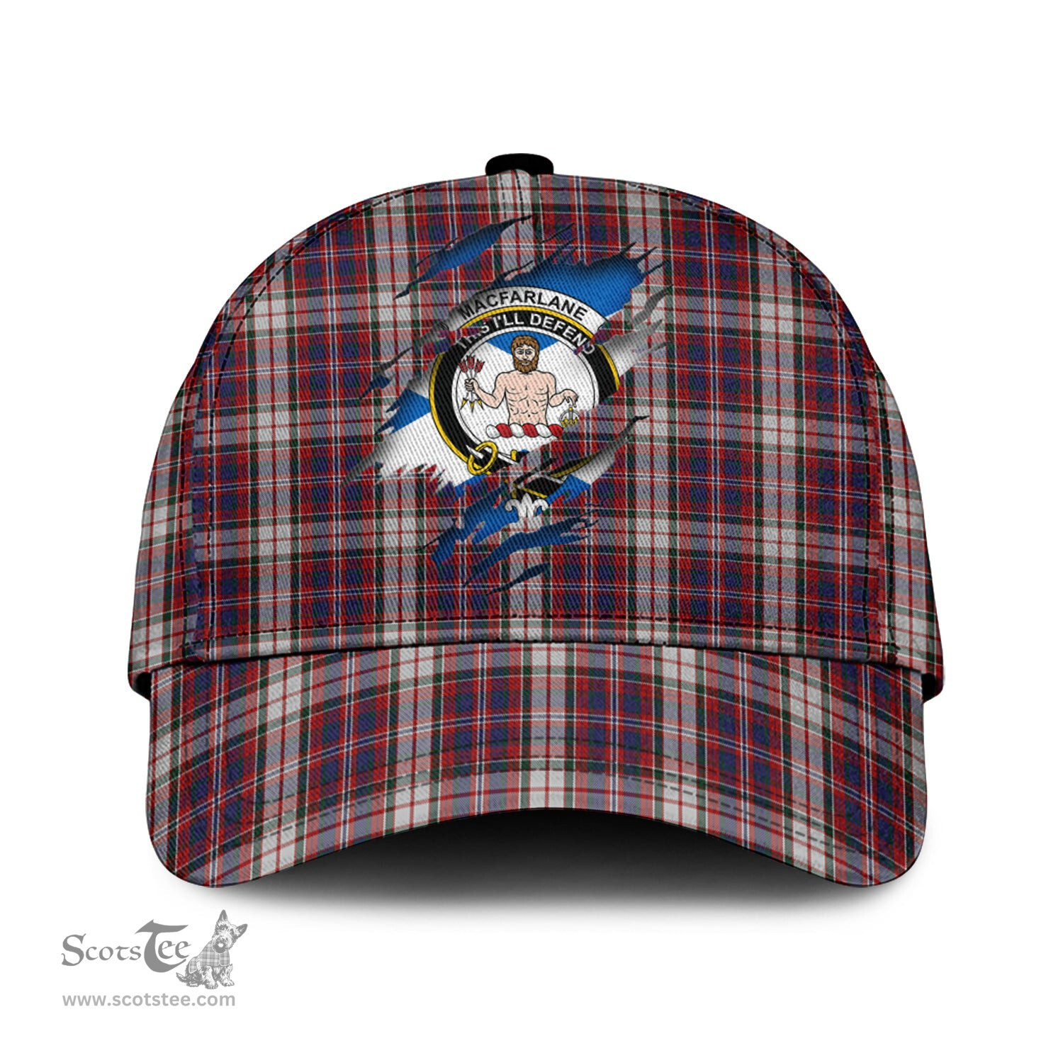 Scottish MacFarlane Dress Family Crest In Me Style Tartan Cap ScotsTee Shop - Tartan Plaid - scotstee.com