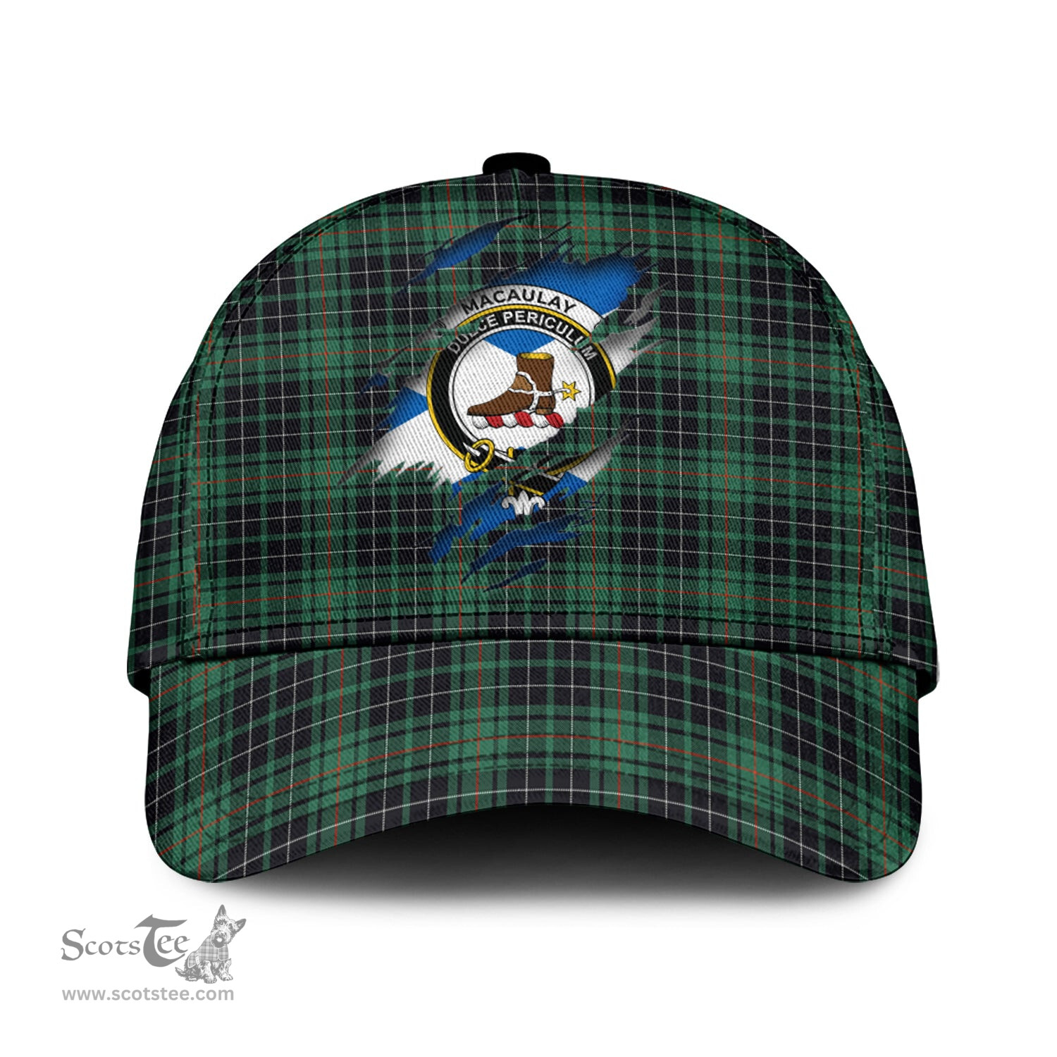 Scottish MacAulay Hunting Ancient Family Crest In Me Style Tartan Cap ScotsTee Shop - Tartan Plaid - scotstee.com