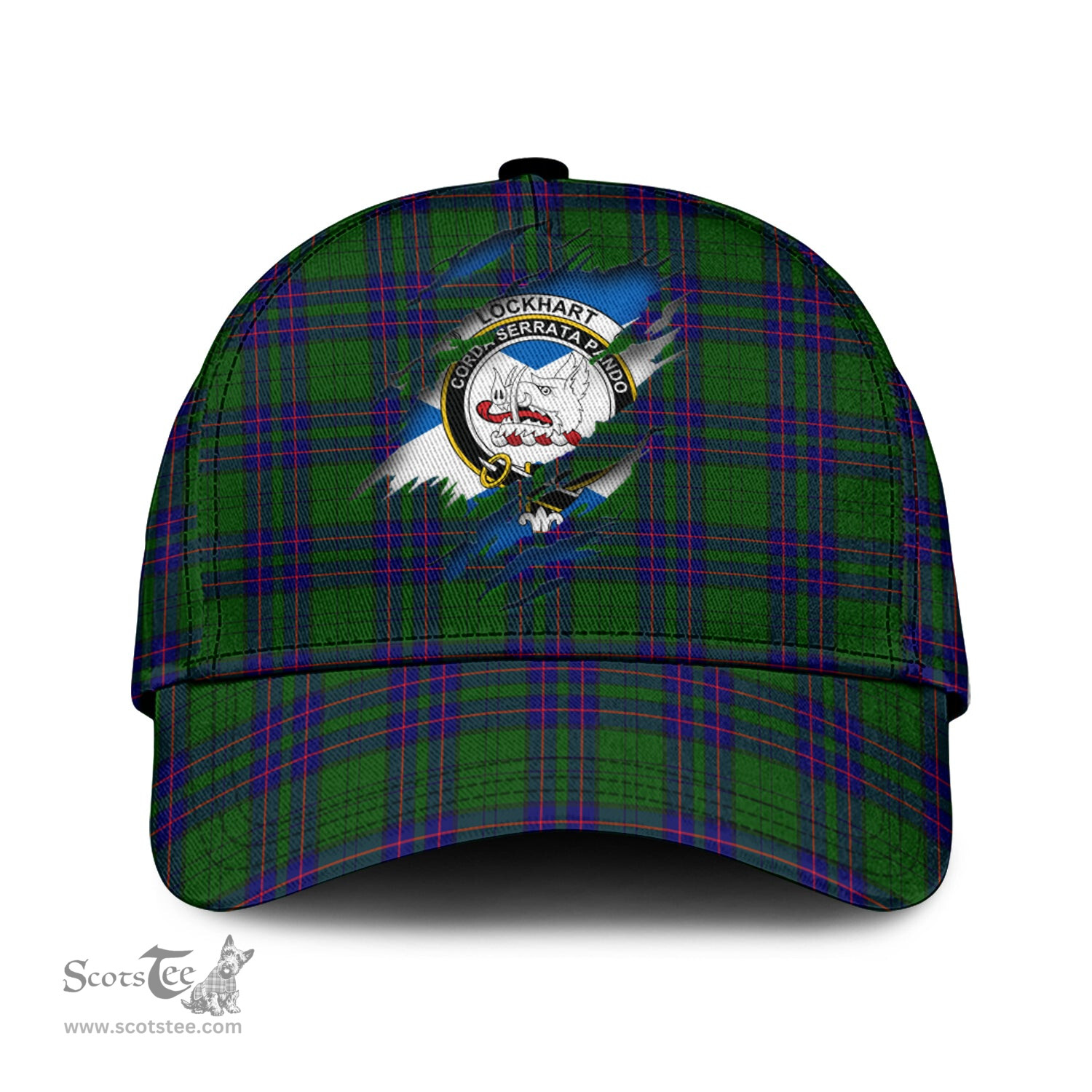 Scottish Lockhart Modern Family Crest In Me Style Tartan Cap ScotsTee Shop - Tartan Plaid - scotstee.com