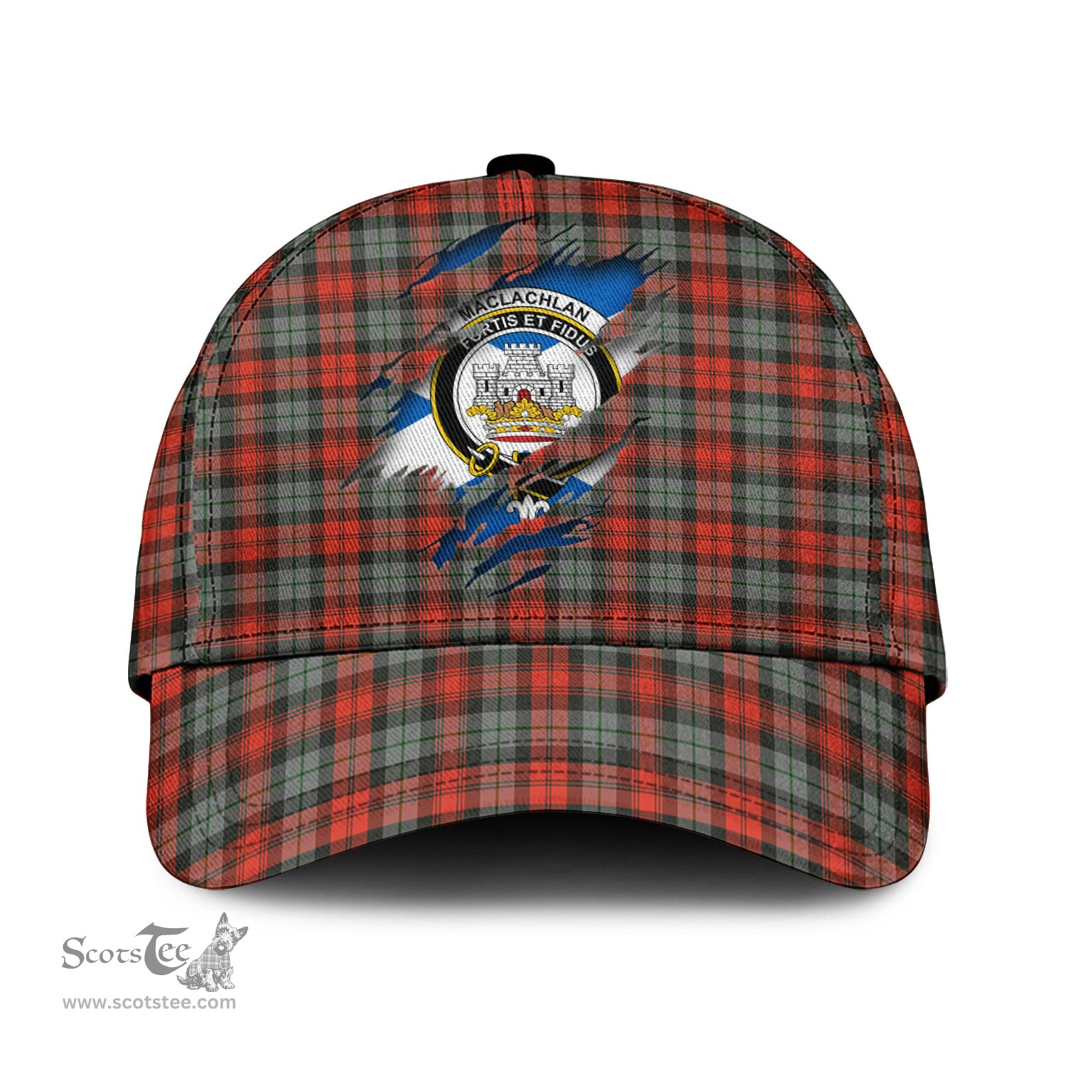 Scottish MacLachlan Weathered Family Crest In Me Style Tartan Cap ScotsTee Shop - Tartan Plaid - scotstee.com