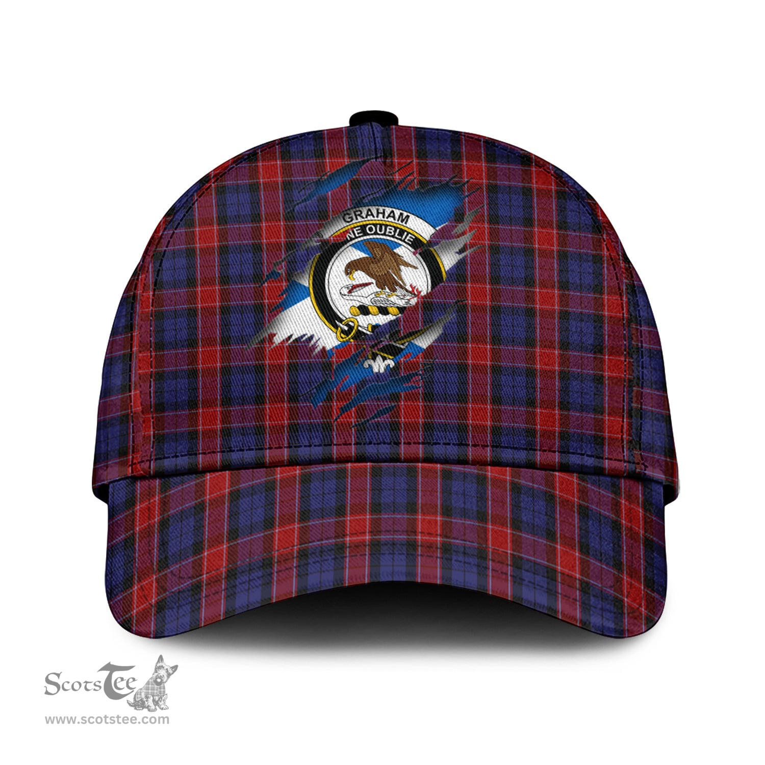 Scottish Graham of Menteith Red Family Crest In Me Style Tartan Cap ScotsTee Shop - Tartan Plaid - scotstee.com