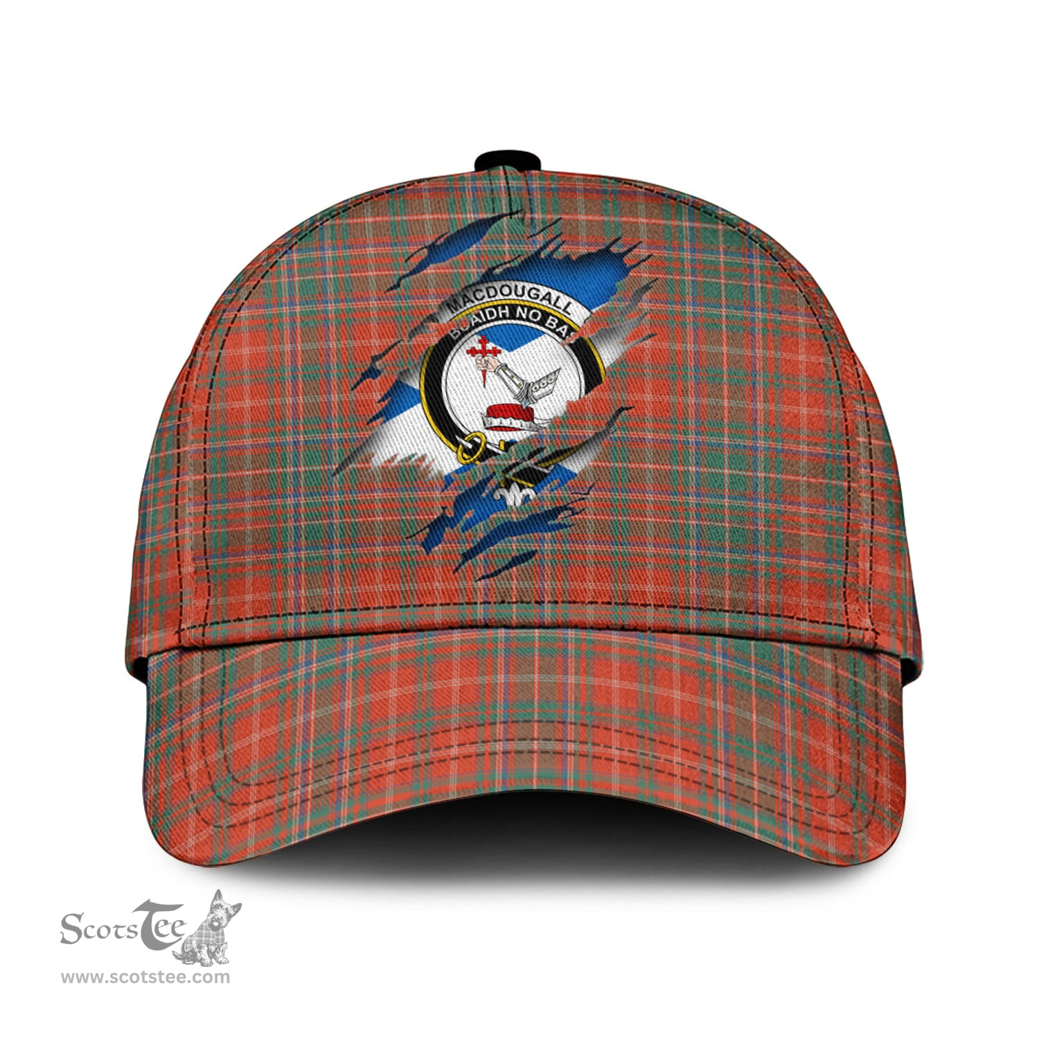 Scottish MacDougall Ancient Family Crest In Me Style Tartan Cap ScotsTee Shop - Tartan Plaid - scotstee.com