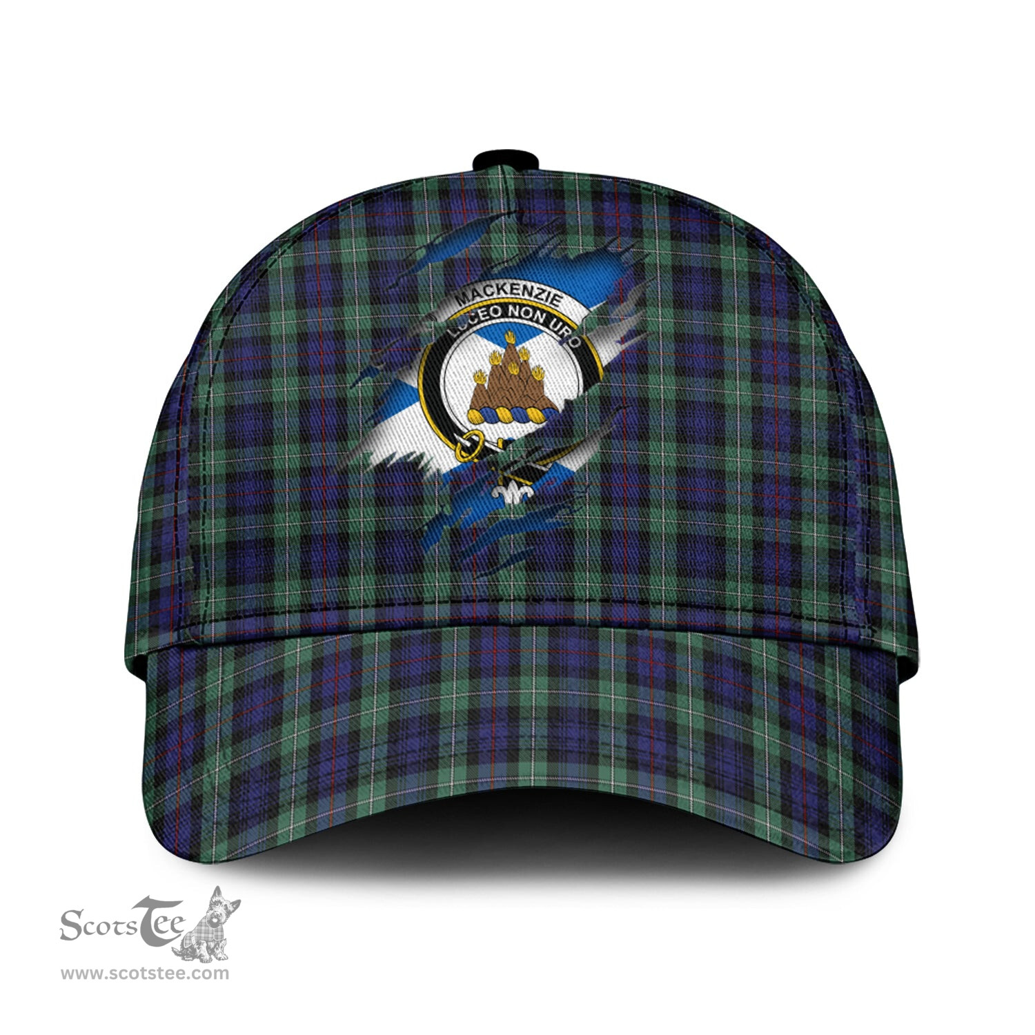 Scottish MacKenzie Hunting Green Family Crest In Me Style Tartan Cap ScotsTee Shop - Tartan Plaid - scotstee.com
