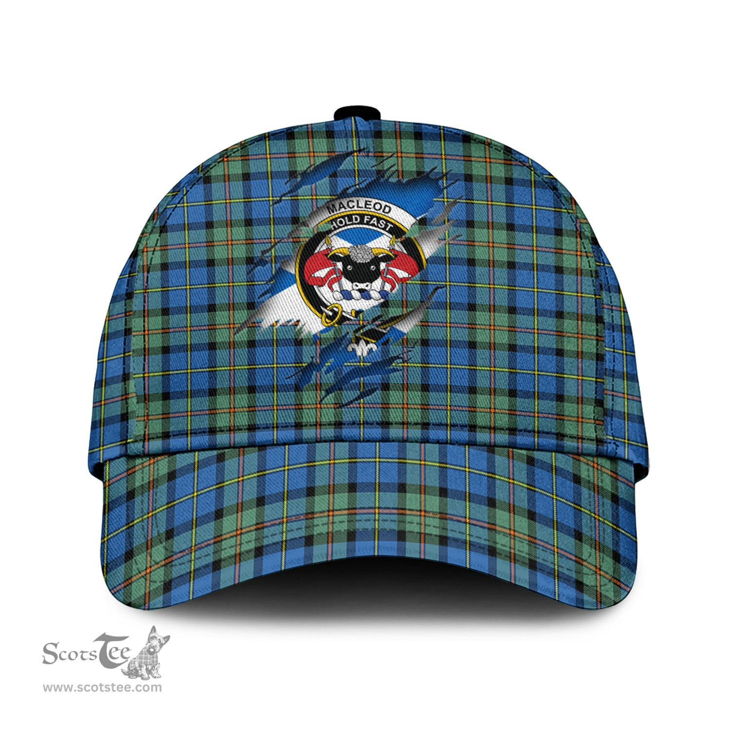 Scottish MacLeod of Harris Ancient Family Crest In Me Style Tartan Cap ScotsTee Shop - Tartan Plaid - scotstee.com