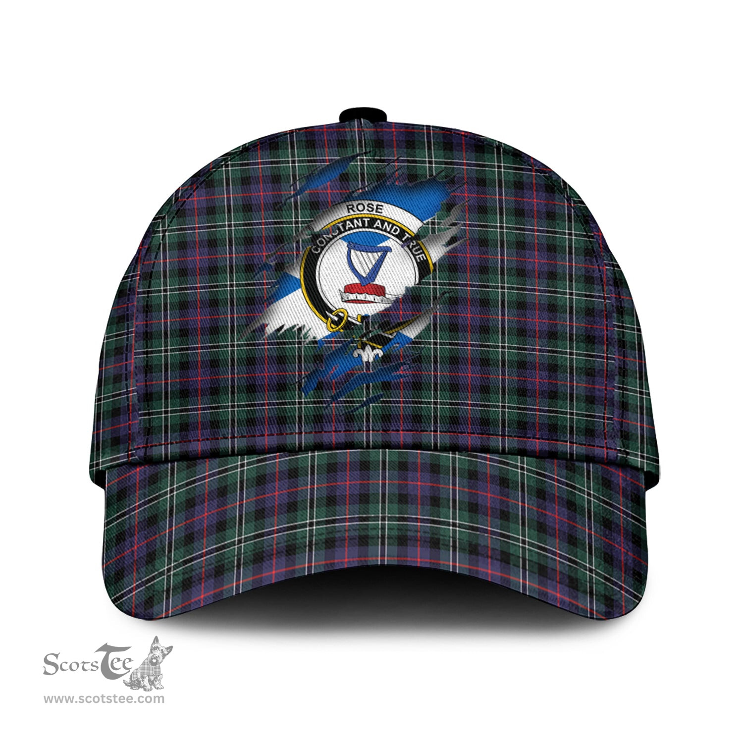 Scottish Rose Hunting Modern Family Crest In Me Style Tartan Cap ScotsTee Shop - Tartan Plaid - scotstee.com