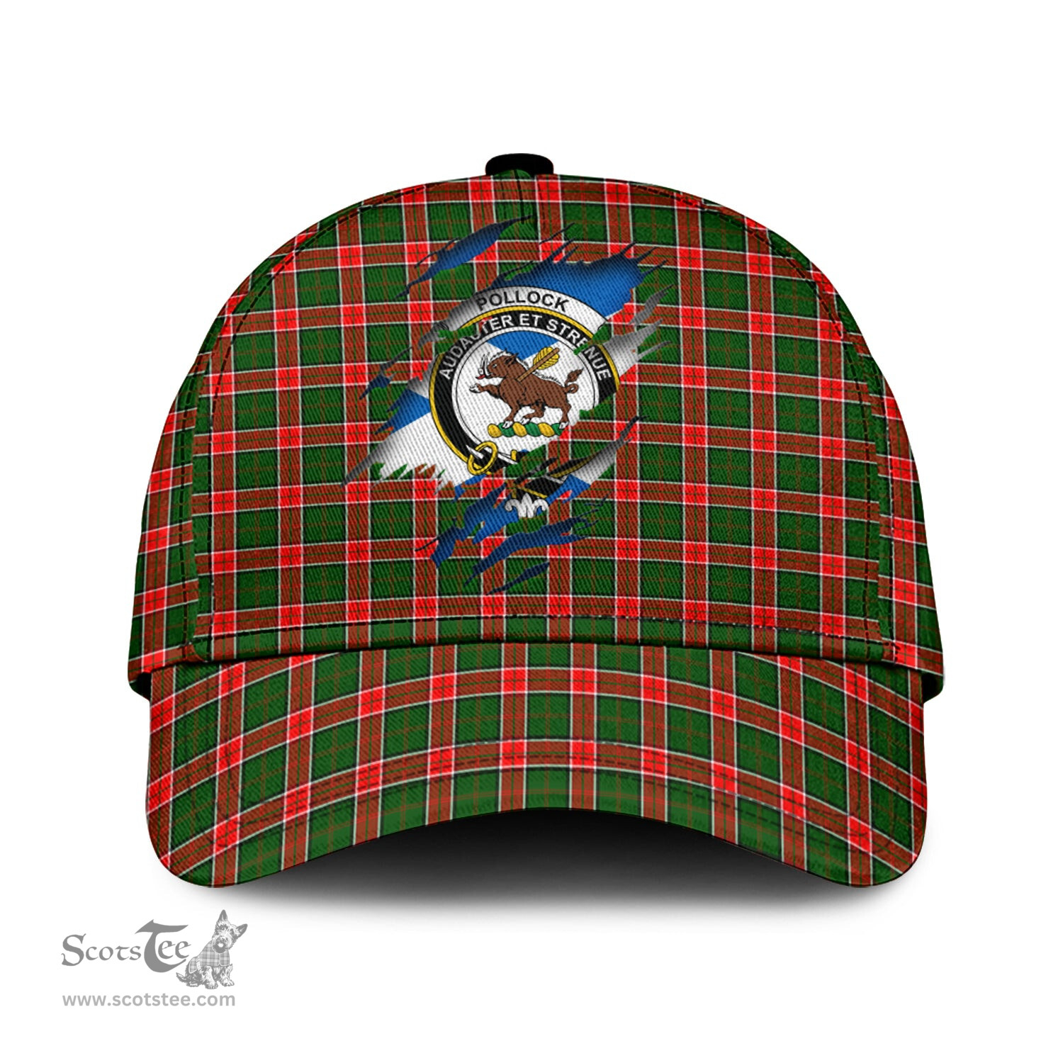 Scottish Pollock Modern Family Crest In Me Style Tartan Cap ScotsTee Shop - Tartan Plaid - scotstee.com