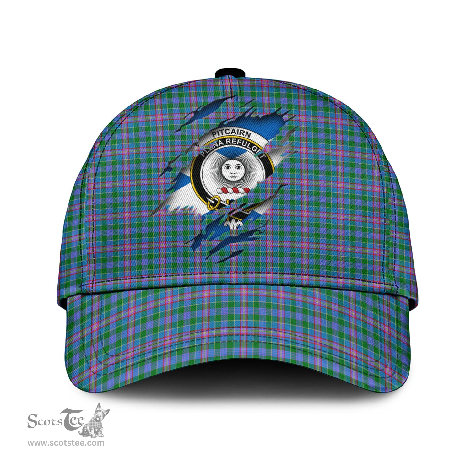 Scottish Pitcairn Hunting Family Crest In Me Style Tartan Cap ScotsTee Shop - Tartan Plaid - scotstee.com