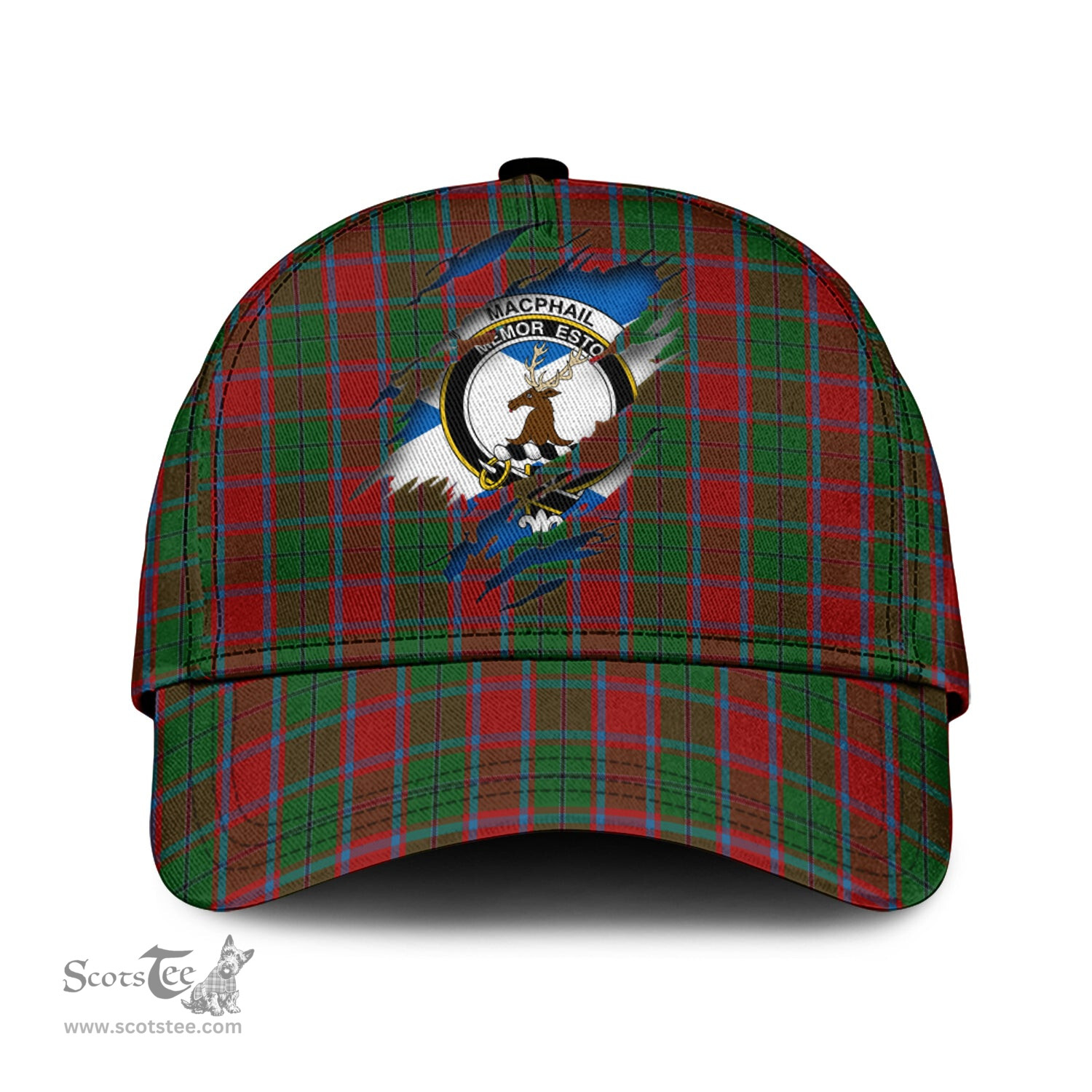 Scottish MacPhail Blue Bands Family Crest In Me Style Tartan Cap ScotsTee Shop - Tartan Plaid - scotstee.com