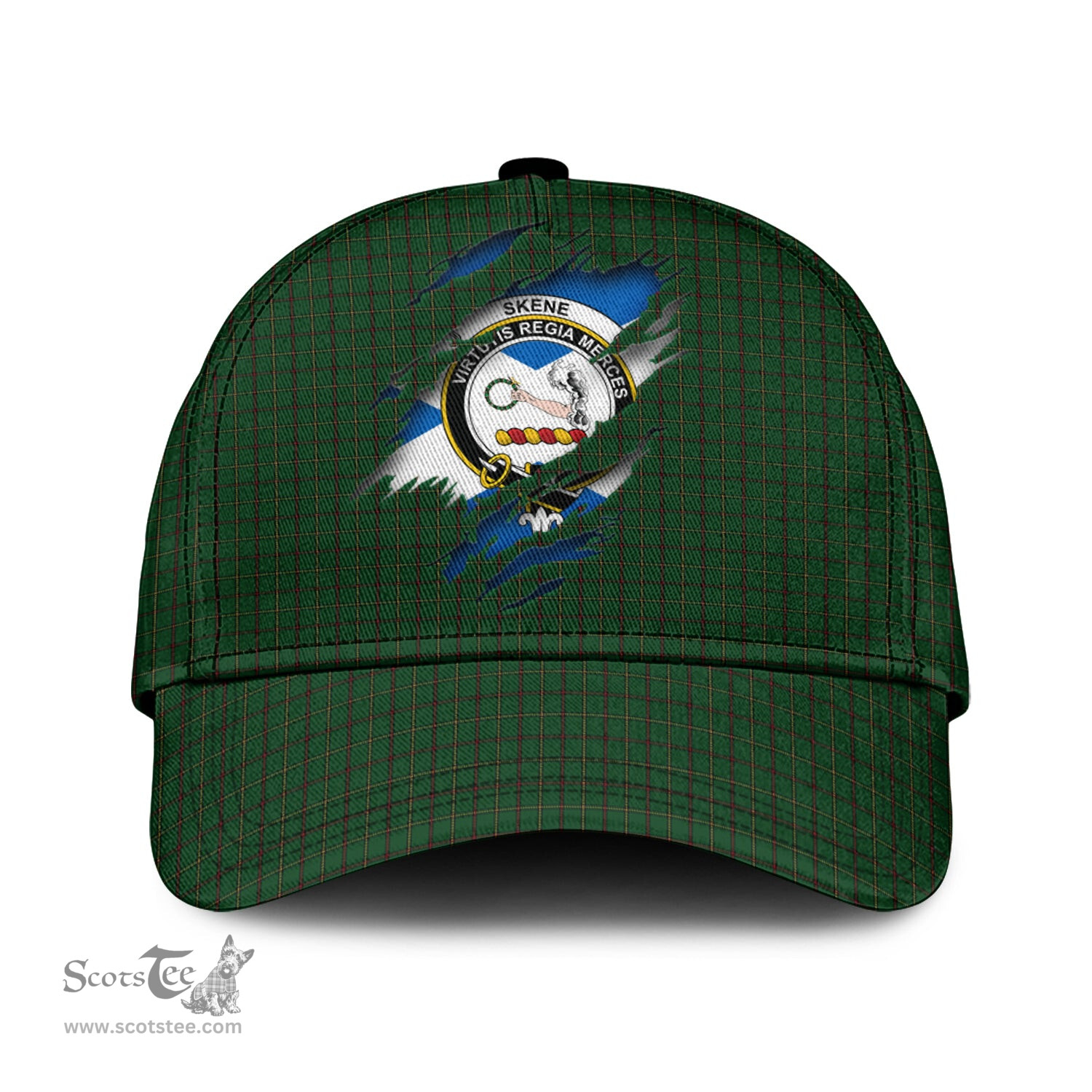 Scottish Skene or Tribe of Mar Family Crest In Me Style Tartan Cap ScotsTee Shop - Tartan Plaid - scotstee.com
