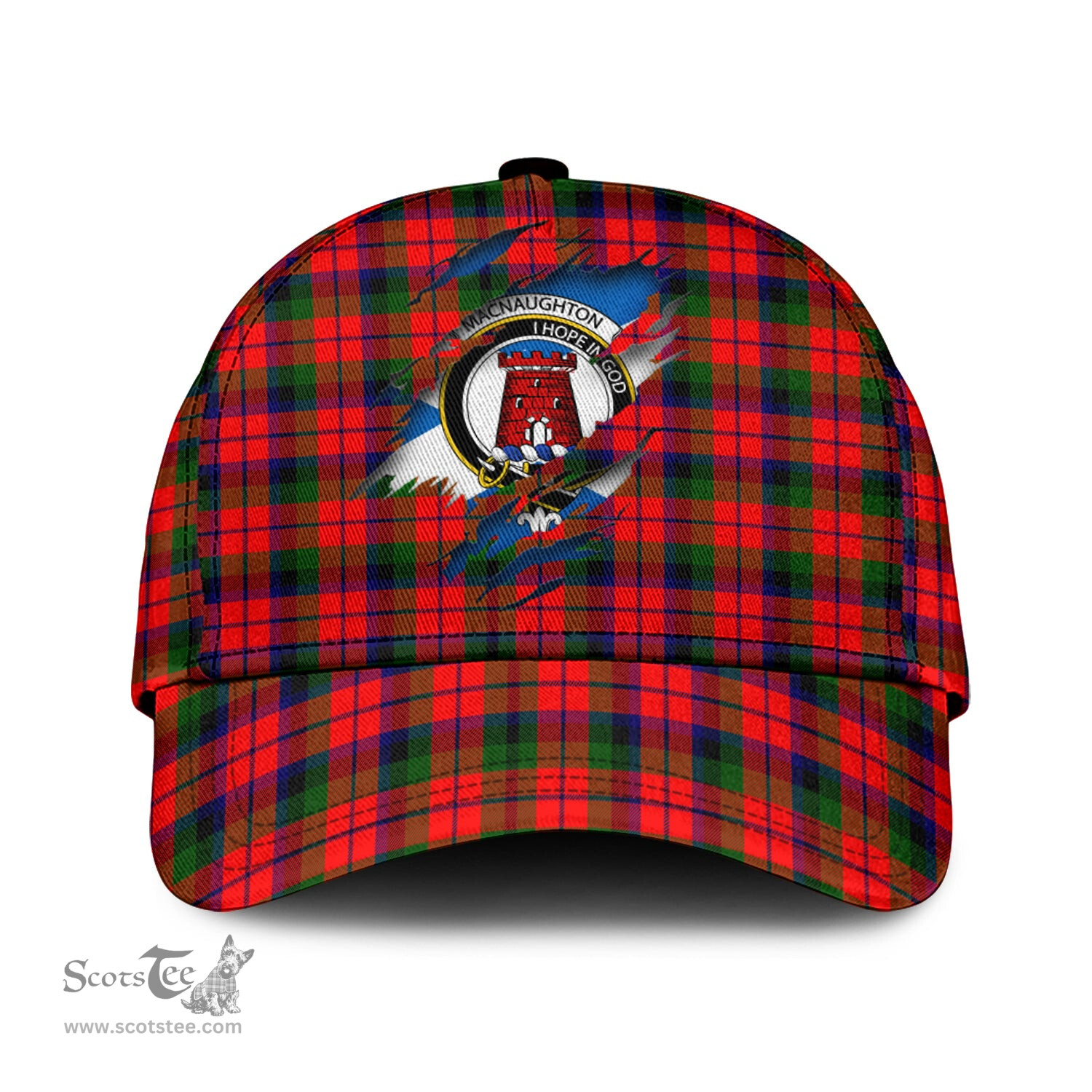 Scottish MacNaughton Modern Family Crest In Me Style Tartan Cap ScotsTee Shop - Tartan Plaid - scotstee.com