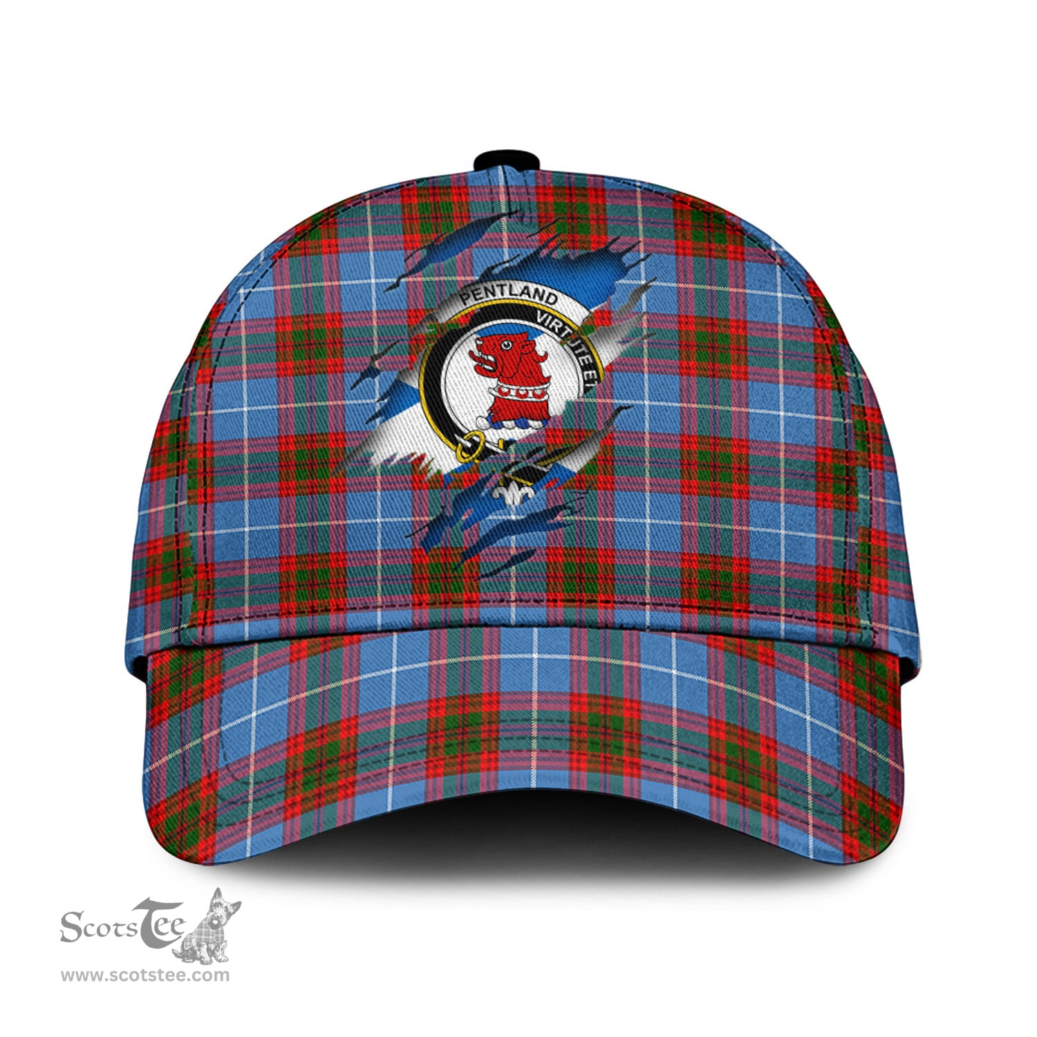 Scottish Pentland Family Crest In Me Style Tartan Cap ScotsTee Shop - Tartan Plaid - scotstee.com