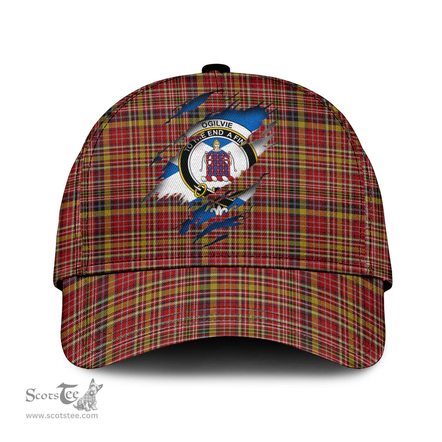 Scottish Ogilvie (Ogilvy) of Strathallan Family Crest In Me Style Tartan Cap ScotsTee Shop - Tartan Plaid - scotstee.com