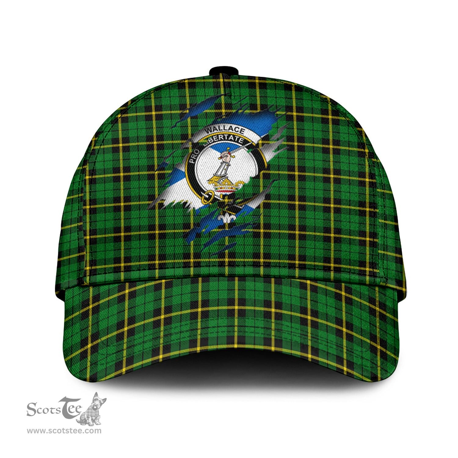 Scottish Wallace Hunting Green Family Crest In Me Style Tartan Cap ScotsTee Shop - Tartan Plaid - scotstee.com