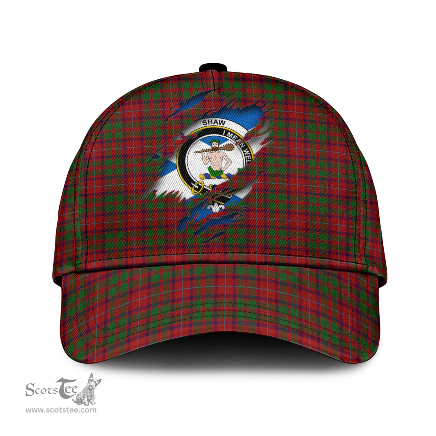 Scottish Shaw of Tordarroch Red Dress Family Crest In Me Style Tartan Cap ScotsTee Shop - Tartan Plaid - scotstee.com