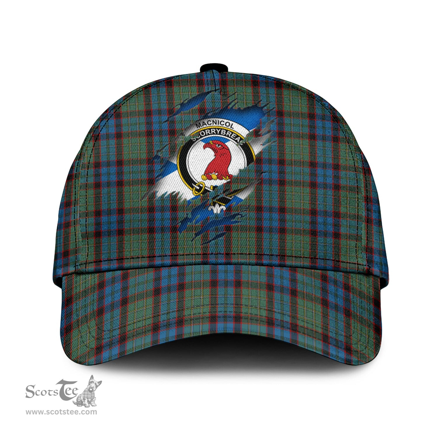 Scottish MacNicol Hunting Family Crest In Me Style Tartan Cap ScotsTee Shop - Tartan Plaid - scotstee.com
