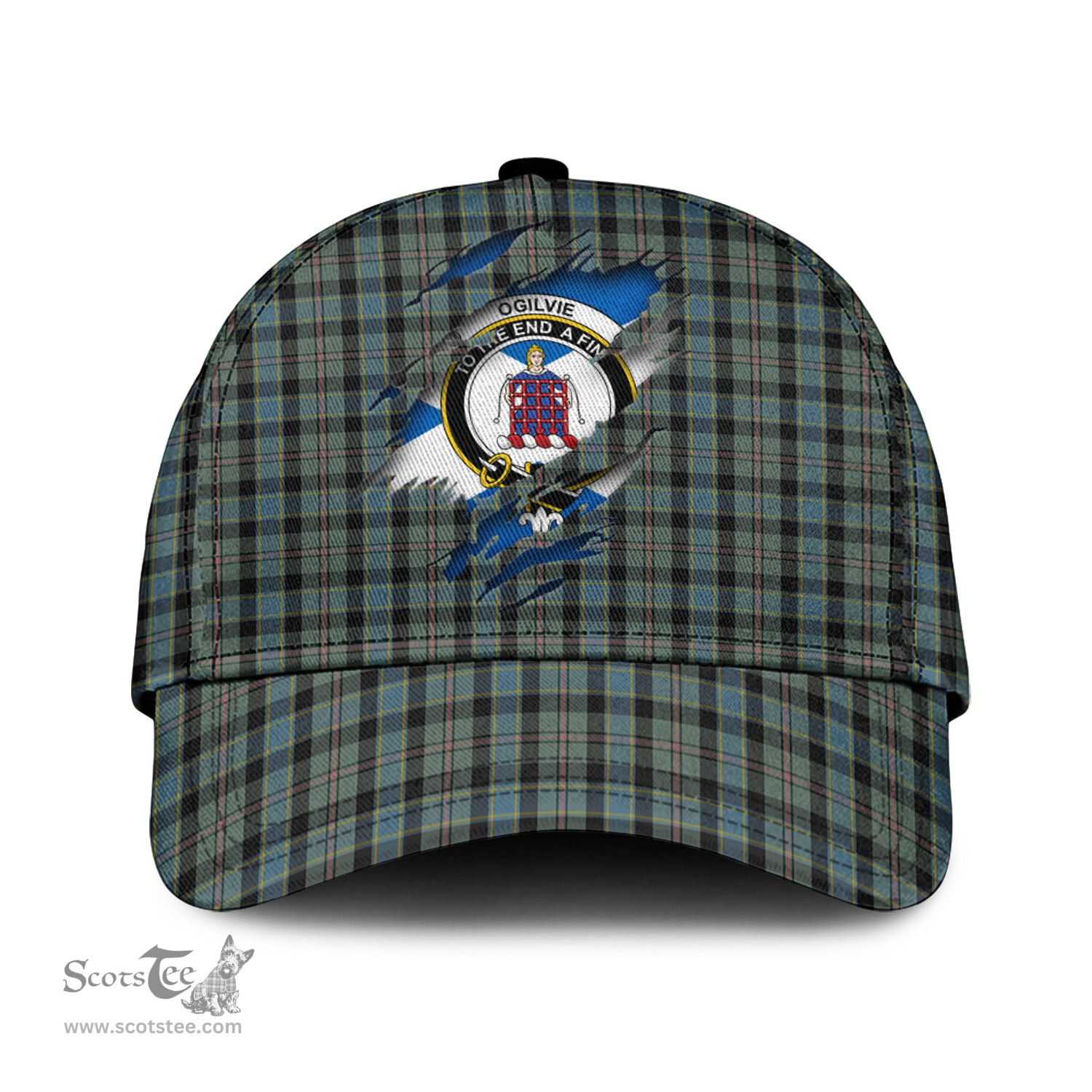 Scottish Ogilvie (Ogilvy) Hunting Family Crest In Me Style Tartan Cap ScotsTee Shop - Tartan Plaid - scotstee.com
