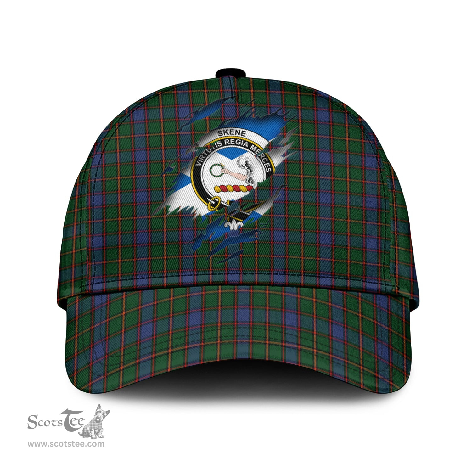 Scottish Skene Family Crest In Me Style Tartan Cap ScotsTee Shop - Tartan Plaid - scotstee.com