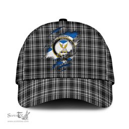 Scottish Stewart Black and White Family Crest In Me Style Tartan Cap ScotsTee Shop - Tartan Plaid - scotstee.com