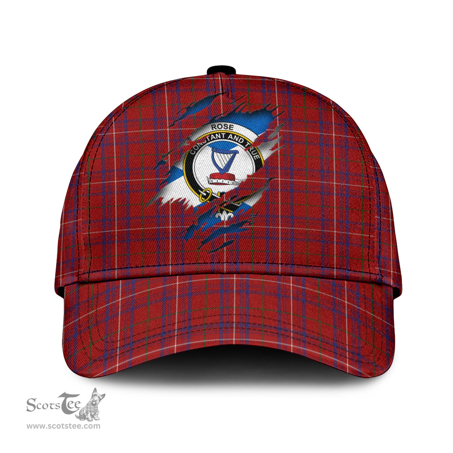Scottish Rose Family Crest In Me Style Tartan Cap ScotsTee Shop - Tartan Plaid - scotstee.com