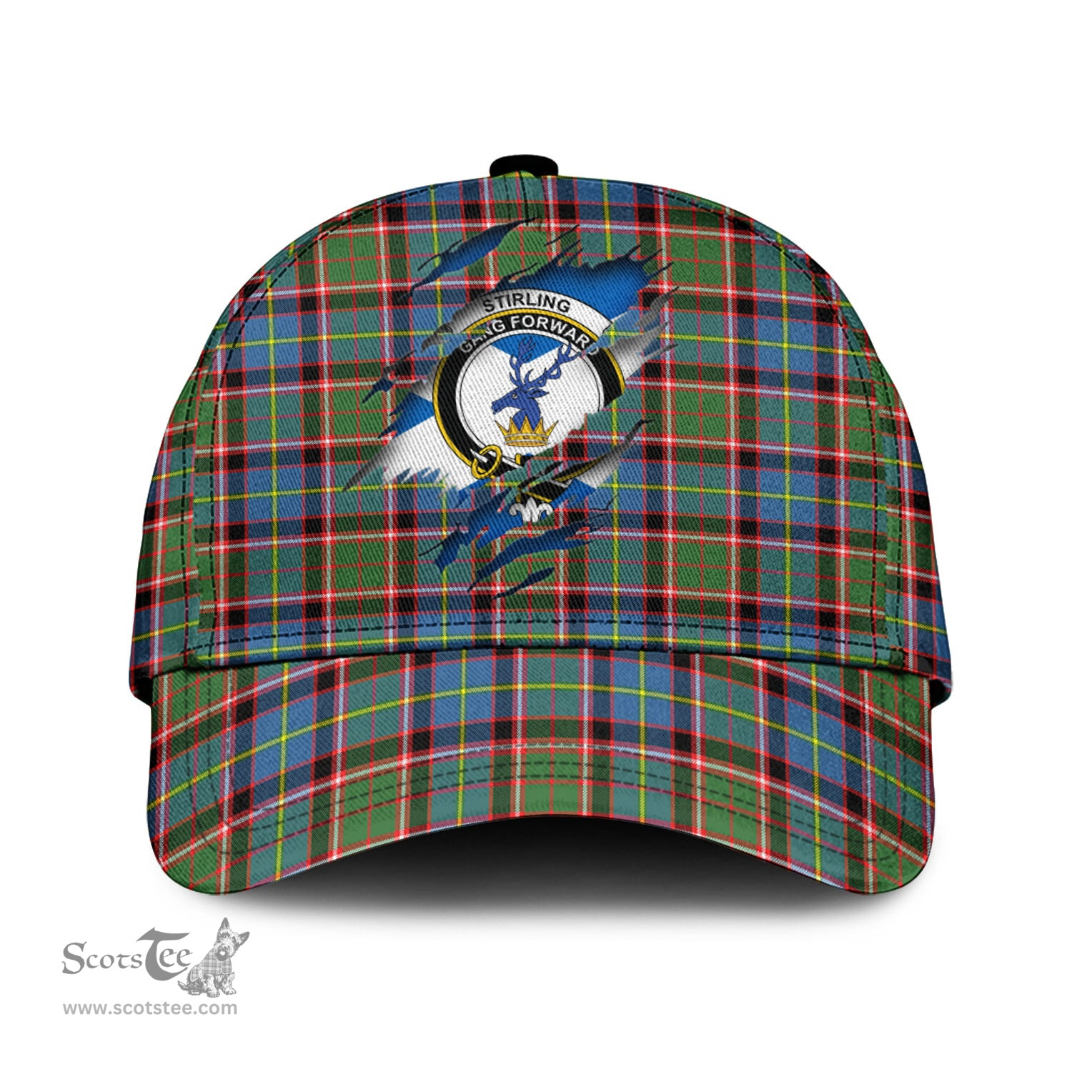 Scottish Stirling Bannockburn Family Crest In Me Style Tartan Cap ScotsTee Shop - Tartan Plaid - scotstee.com