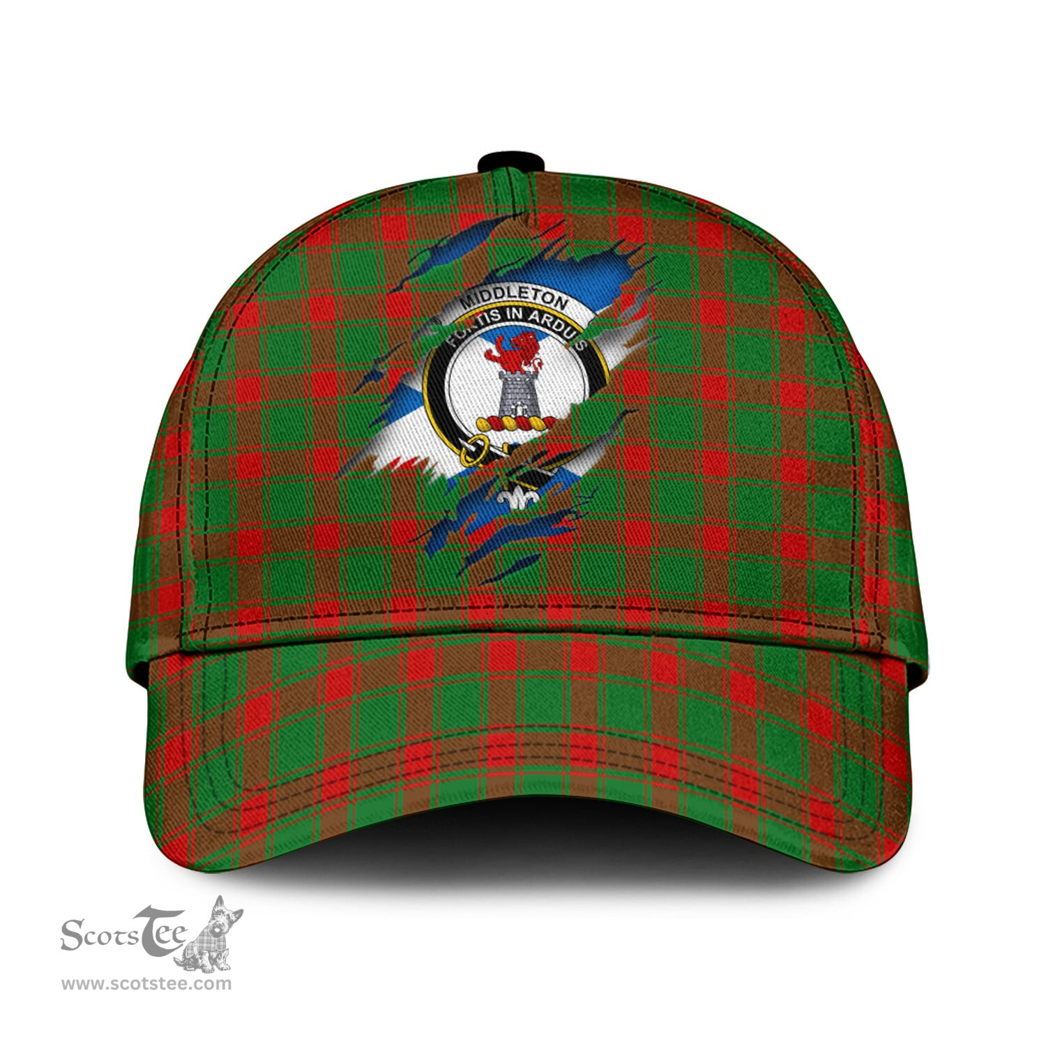 Scottish Middleton Modern Family Crest In Me Style Tartan Cap ScotsTee Shop - Tartan Plaid - scotstee.com