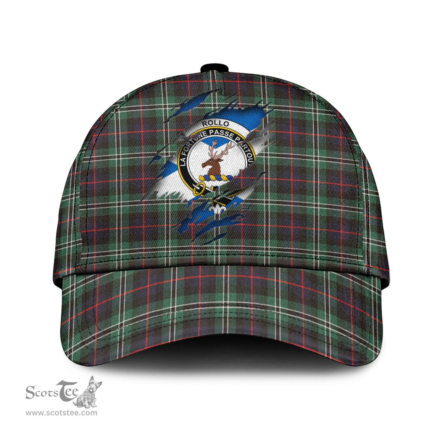 Scottish Rollo Hunting Family Crest In Me Style Tartan Cap ScotsTee Shop - Tartan Plaid - scotstee.com