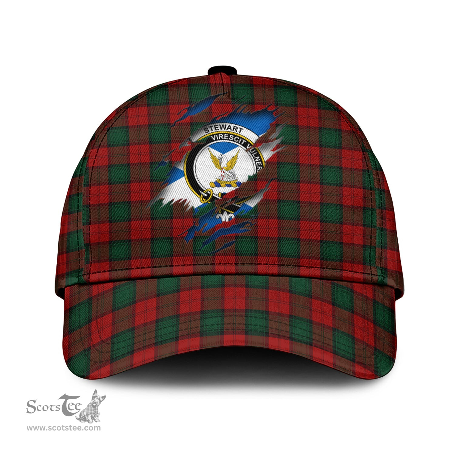 Scottish Stewart of Atholl Family Crest In Me Style Tartan Cap ScotsTee Shop - Tartan Plaid - scotstee.com