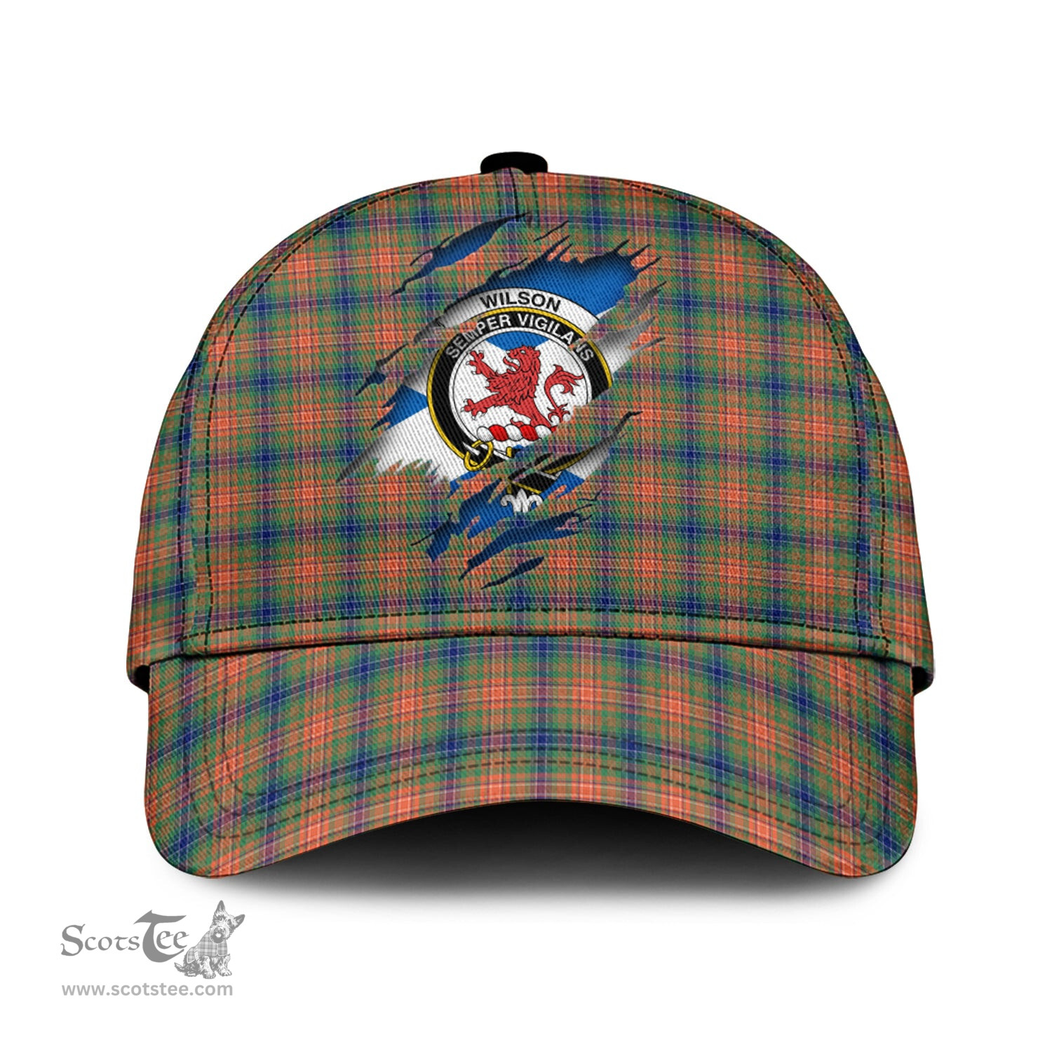 Scottish Wilson Ancient Family Crest In Me Style Tartan Cap ScotsTee Shop - Tartan Plaid - scotstee.com