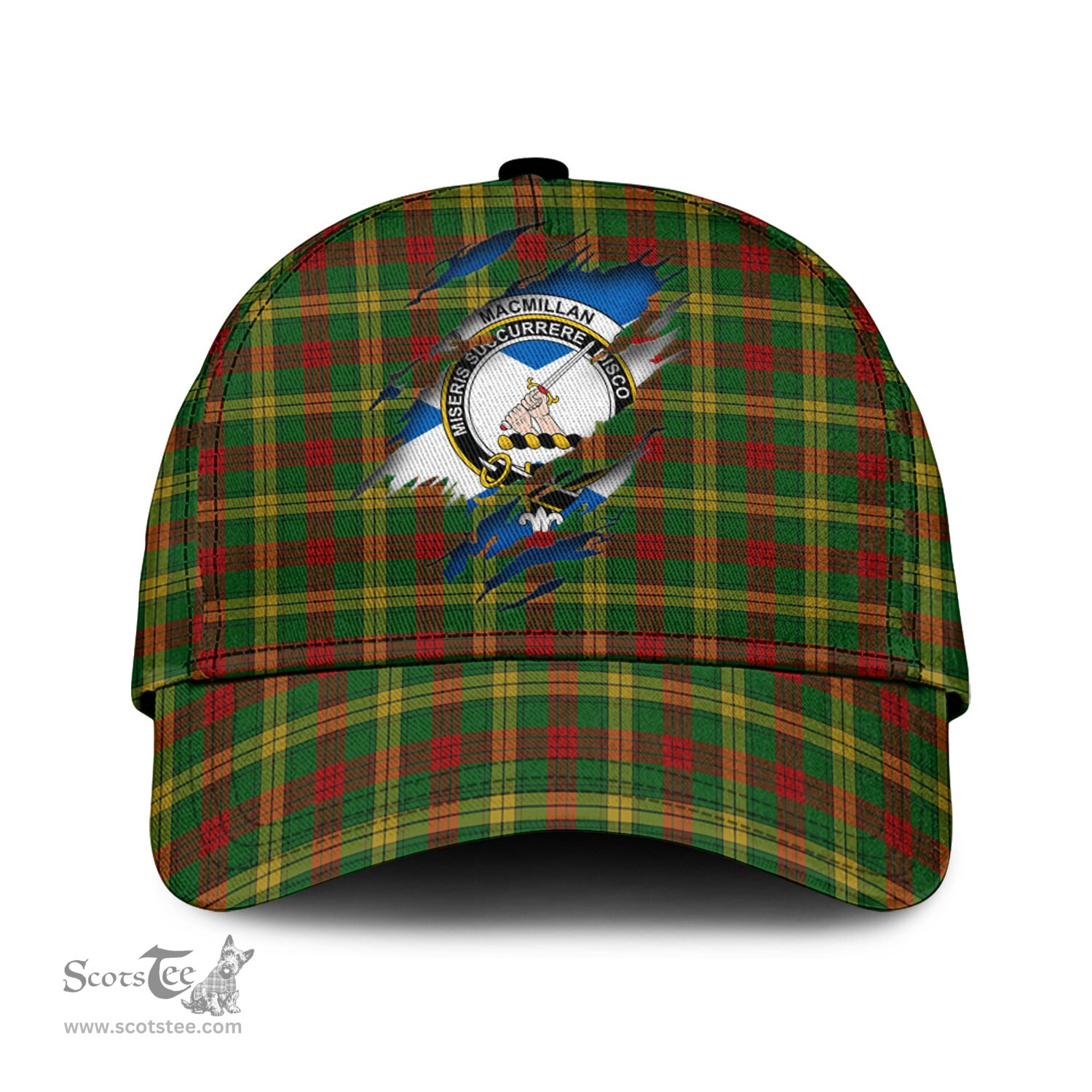 Scottish MacMillan Society of Glasgow Family Crest In Me Style Tartan Cap ScotsTee Shop - Tartan Plaid - scotstee.com