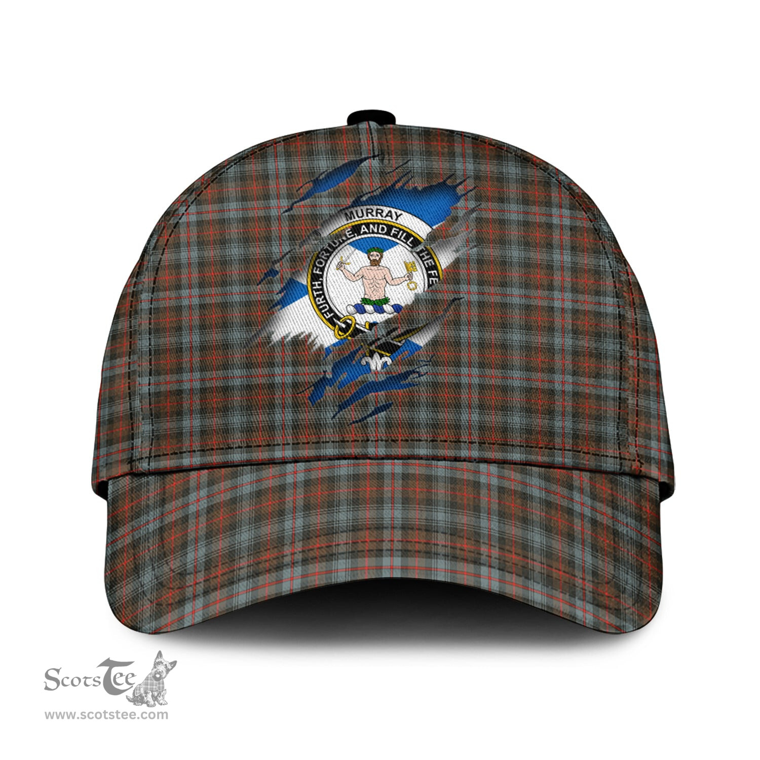 Scottish Murray of Atholl Weathered Family Crest In Me Style Tartan Cap ScotsTee Shop - Tartan Plaid - scotstee.com