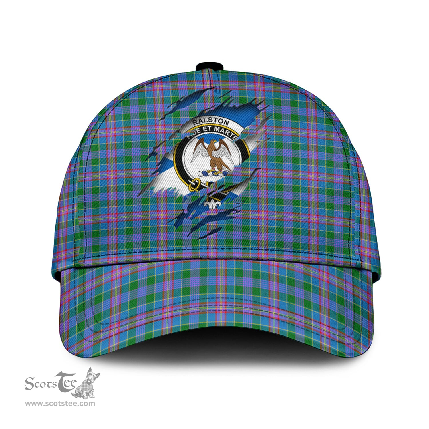 Scottish Ralston Family Crest In Me Style Tartan Cap ScotsTee Shop - Tartan Plaid - scotstee.com