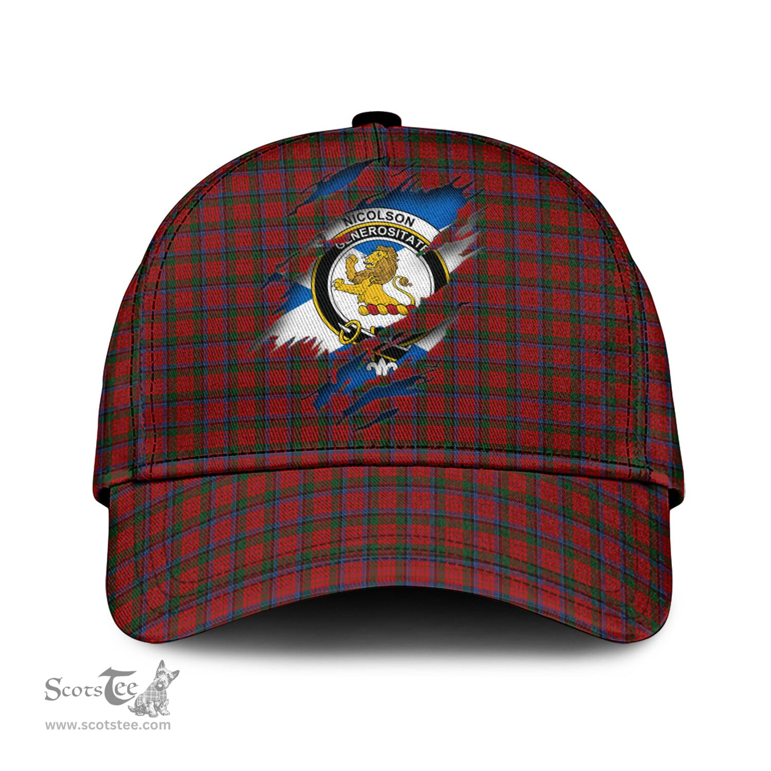Scottish Nicolson Family Crest In Me Style Tartan Cap ScotsTee Shop - Tartan Plaid - scotstee.com