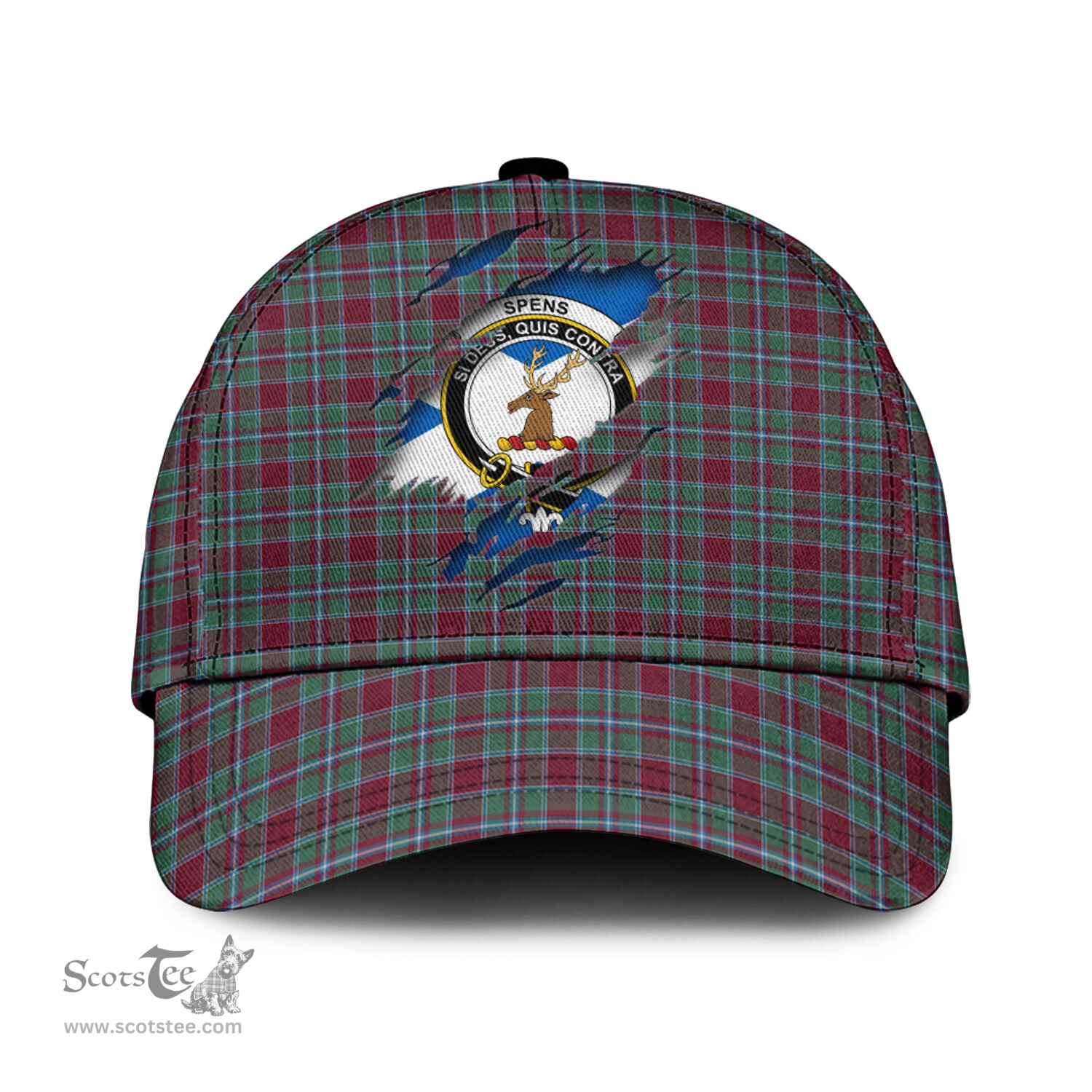 Scottish Spens (Spence) Family Crest In Me Style Tartan Cap ScotsTee Shop - Tartan Plaid - scotstee.com
