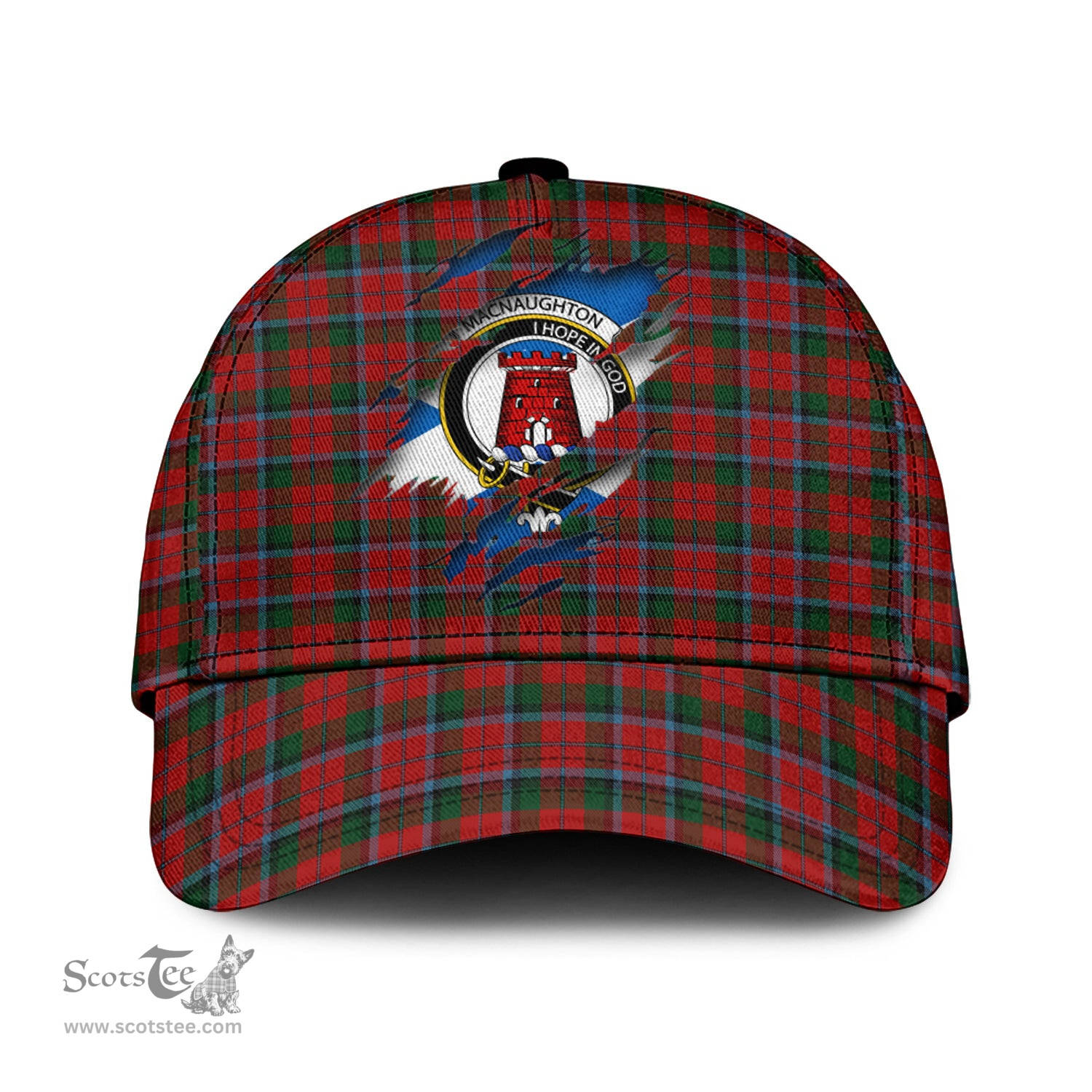 Scottish MacNaughton Family Crest In Me Style Tartan Cap ScotsTee Shop - Tartan Plaid - scotstee.com