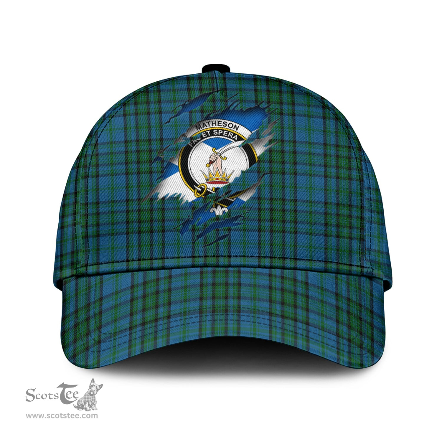 Scottish Matheson Hunting Family Crest In Me Style Tartan Cap ScotsTee Shop - Tartan Plaid - scotstee.com