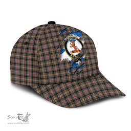 Scottish Sutherland Weathered Family Crest In Me Style Tartan Cap ScotsTee Shop - Tartan Plaid - scotstee.com