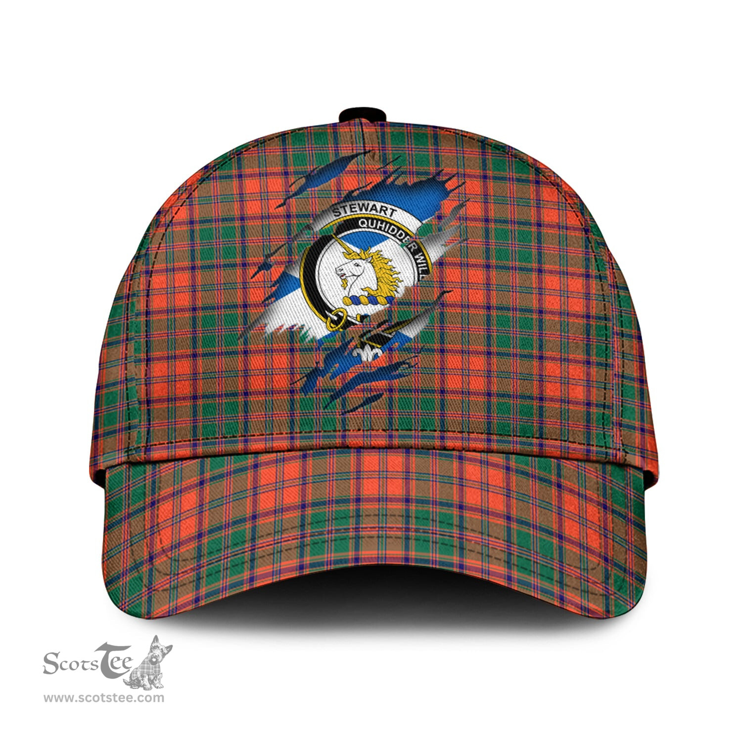 Scottish Stewart of Appin Ancient Family Crest In Me Style Tartan Cap ScotsTee Shop - Tartan Plaid - scotstee.com