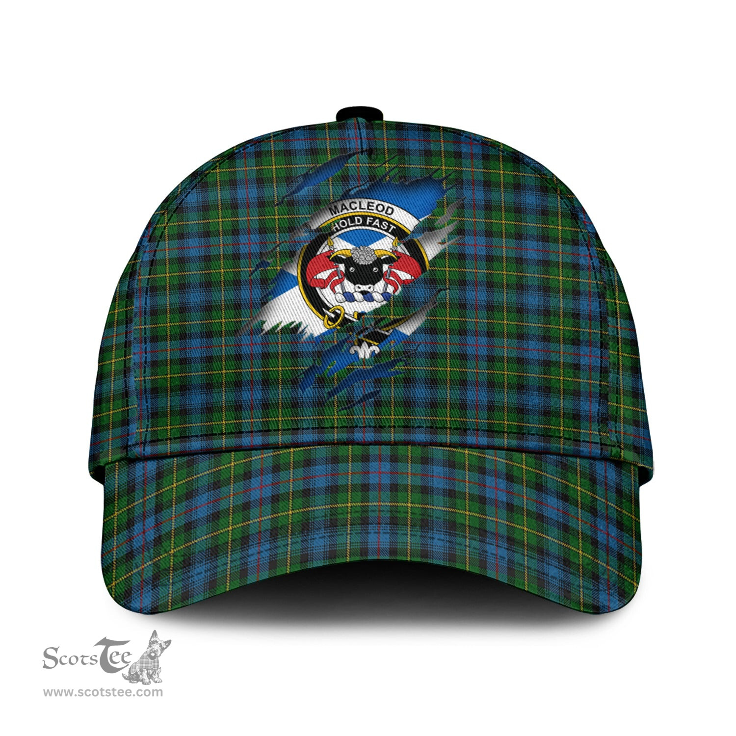 Scottish MacLeod of Skye Family Crest In Me Style Tartan Cap ScotsTee Shop - Tartan Plaid - scotstee.com