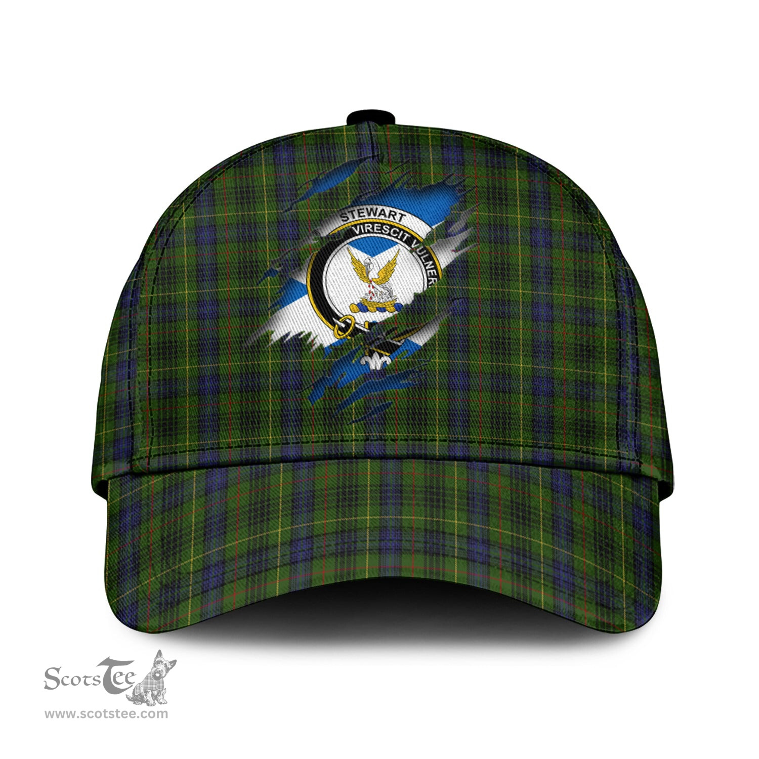 Scottish Stewart Hunting Family Crest In Me Style Tartan Cap ScotsTee Shop - Tartan Plaid - scotstee.com