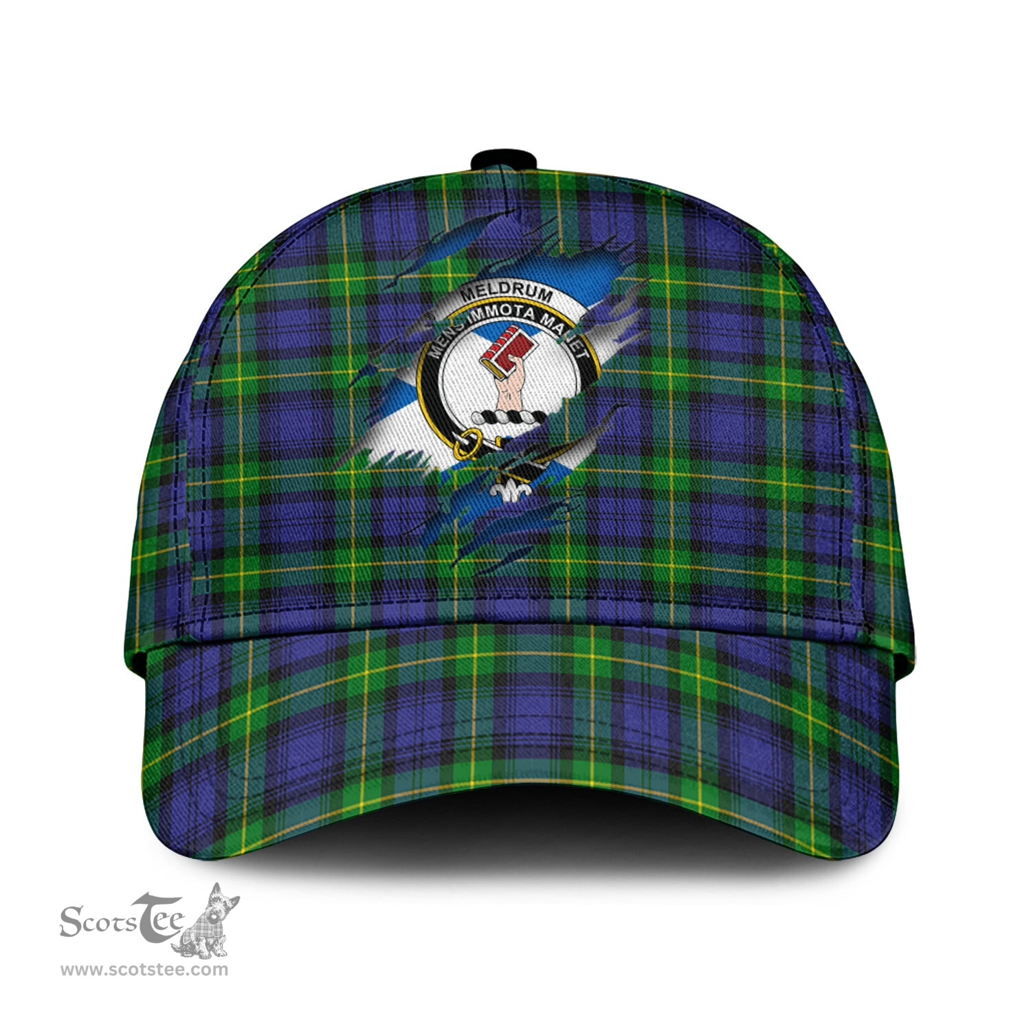 Scottish Meldrum Family Crest In Me Style Tartan Cap ScotsTee Shop - Tartan Plaid - scotstee.com